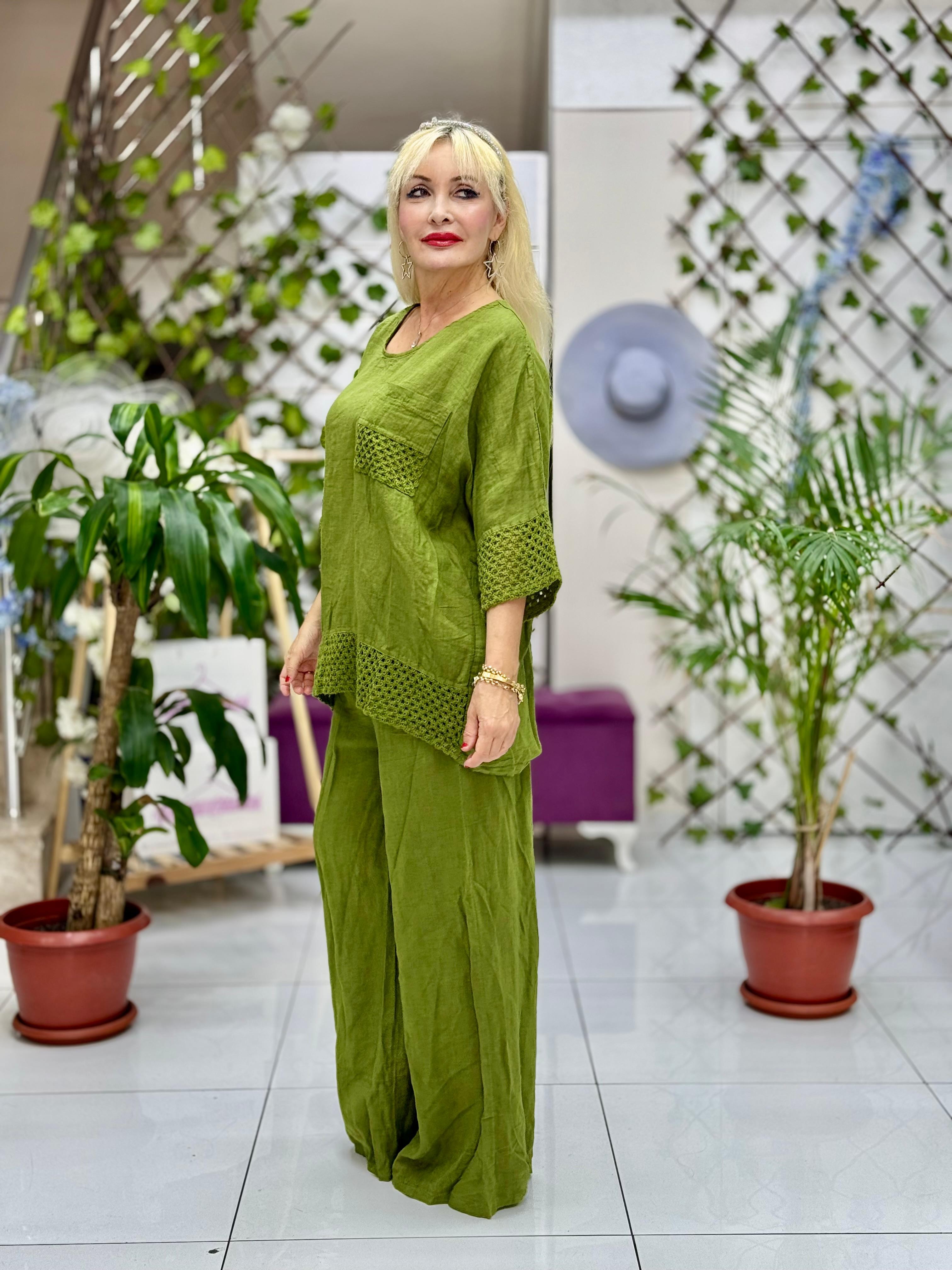 N10661 Traje Italiano Lino Ciruela