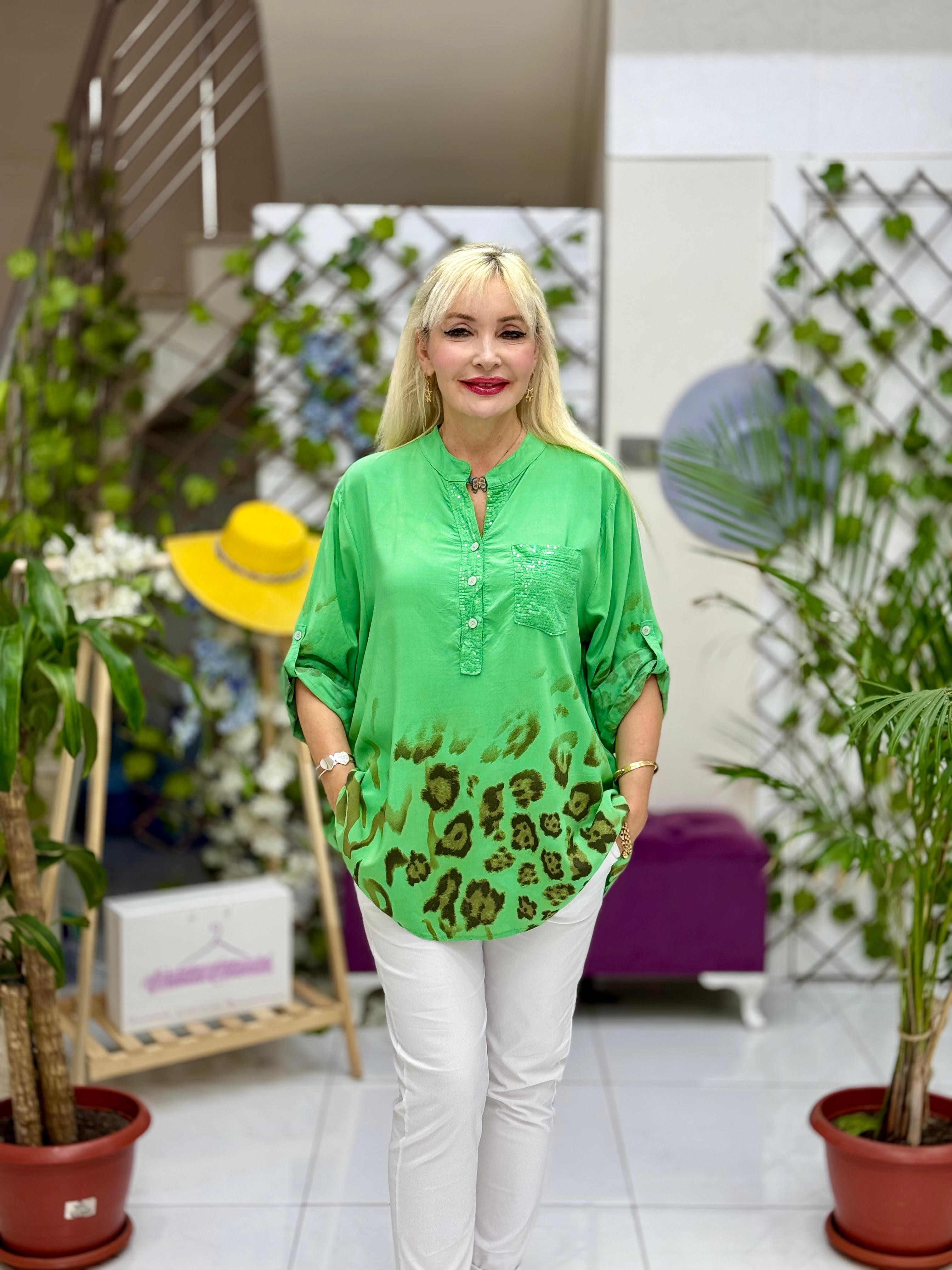 NC15470 İtalyan Coton Bluz Yeşil