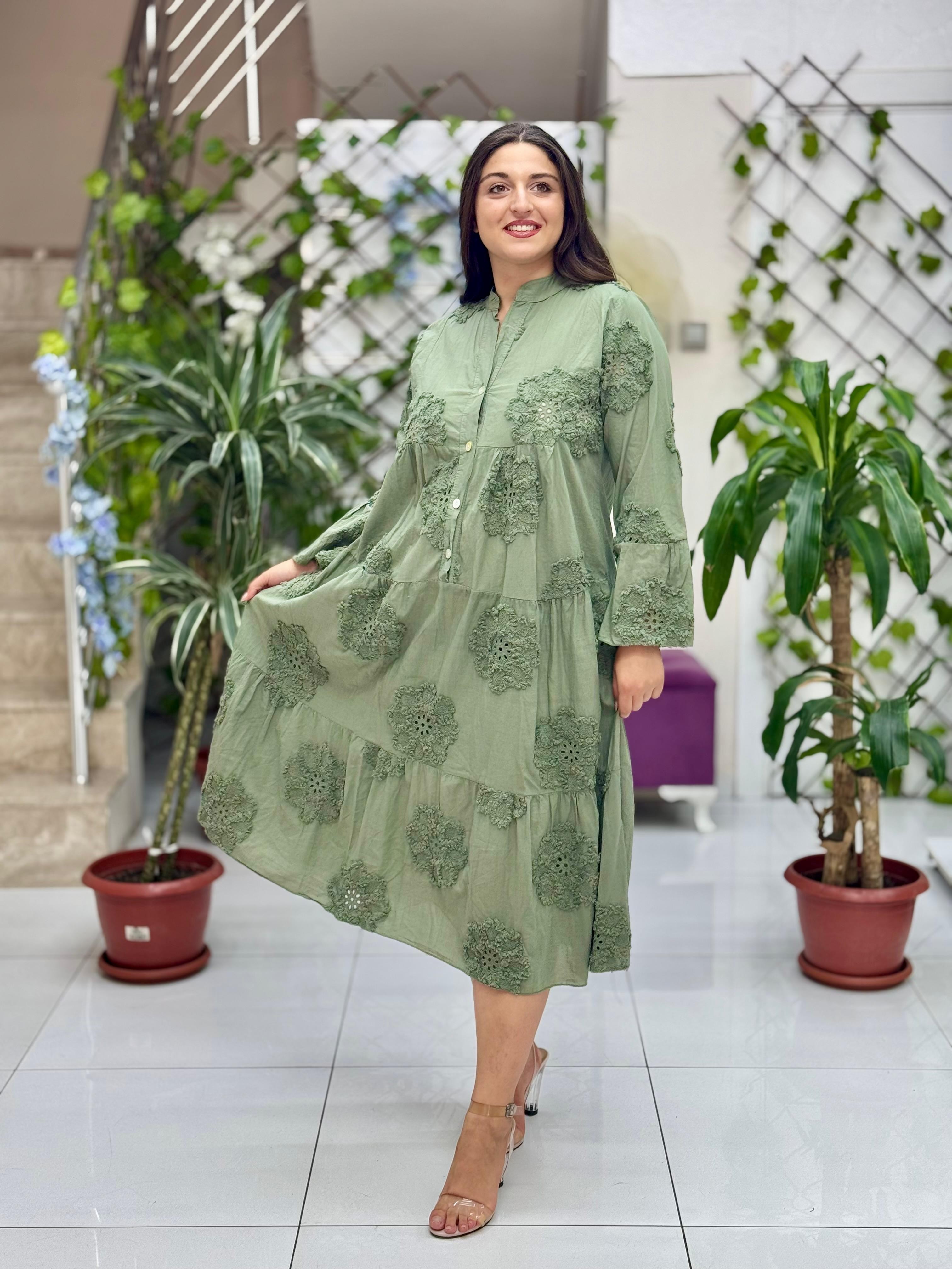 N20725 Vestido de algodón italiano Rosa