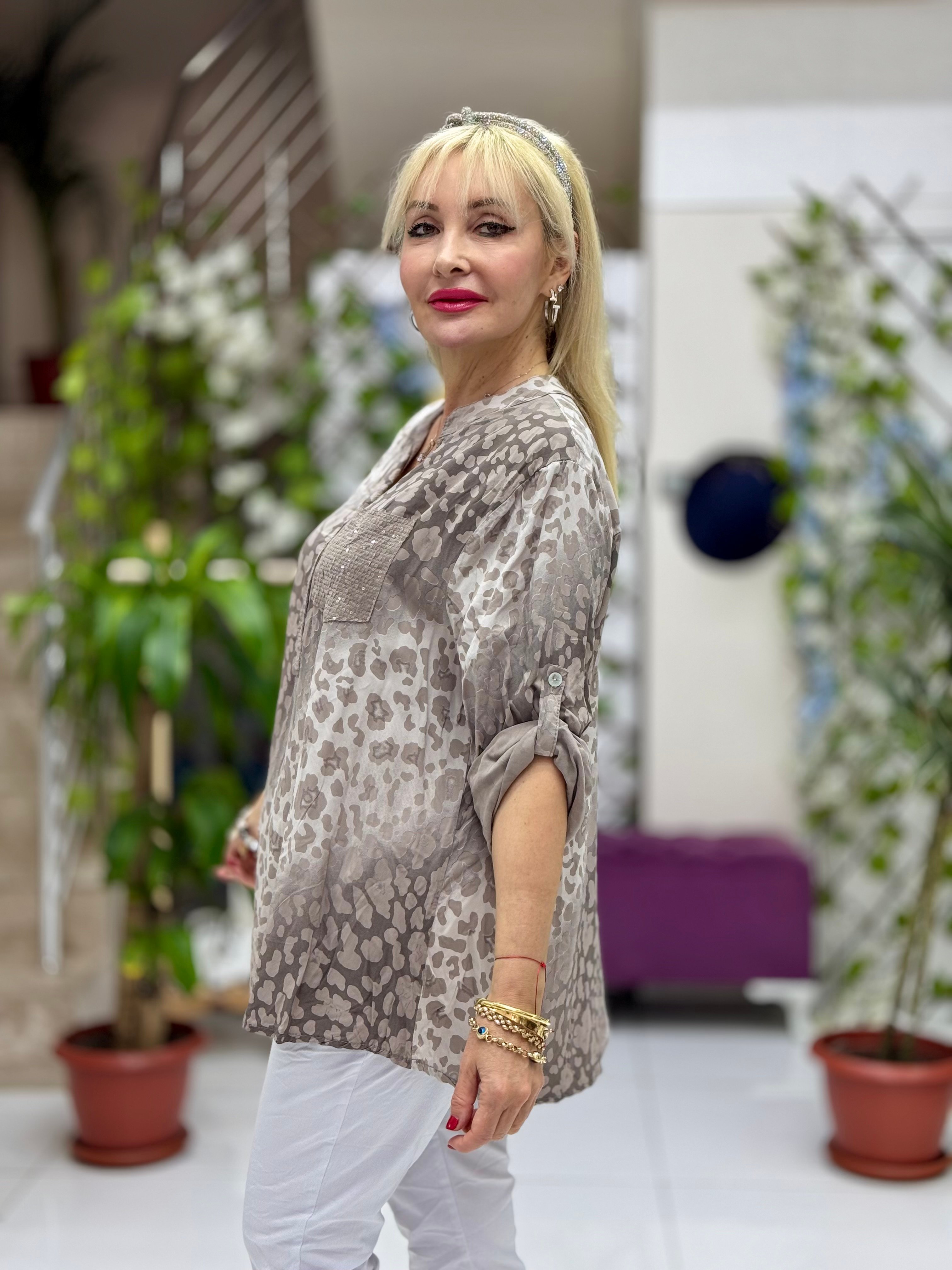 LS63106 İtalyan Coton Bluz Vizon