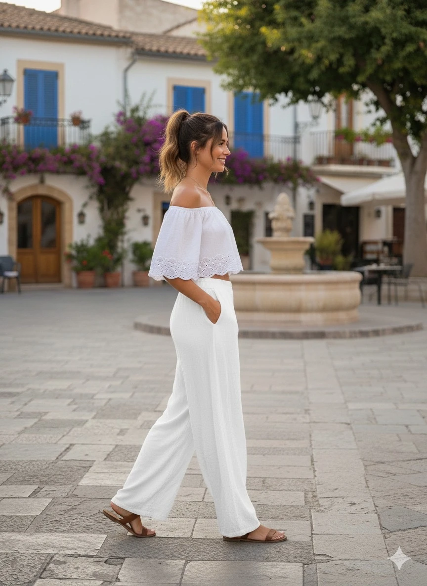 VL3015 Yüksek Bel Basic Vual Pantolon Beyaz