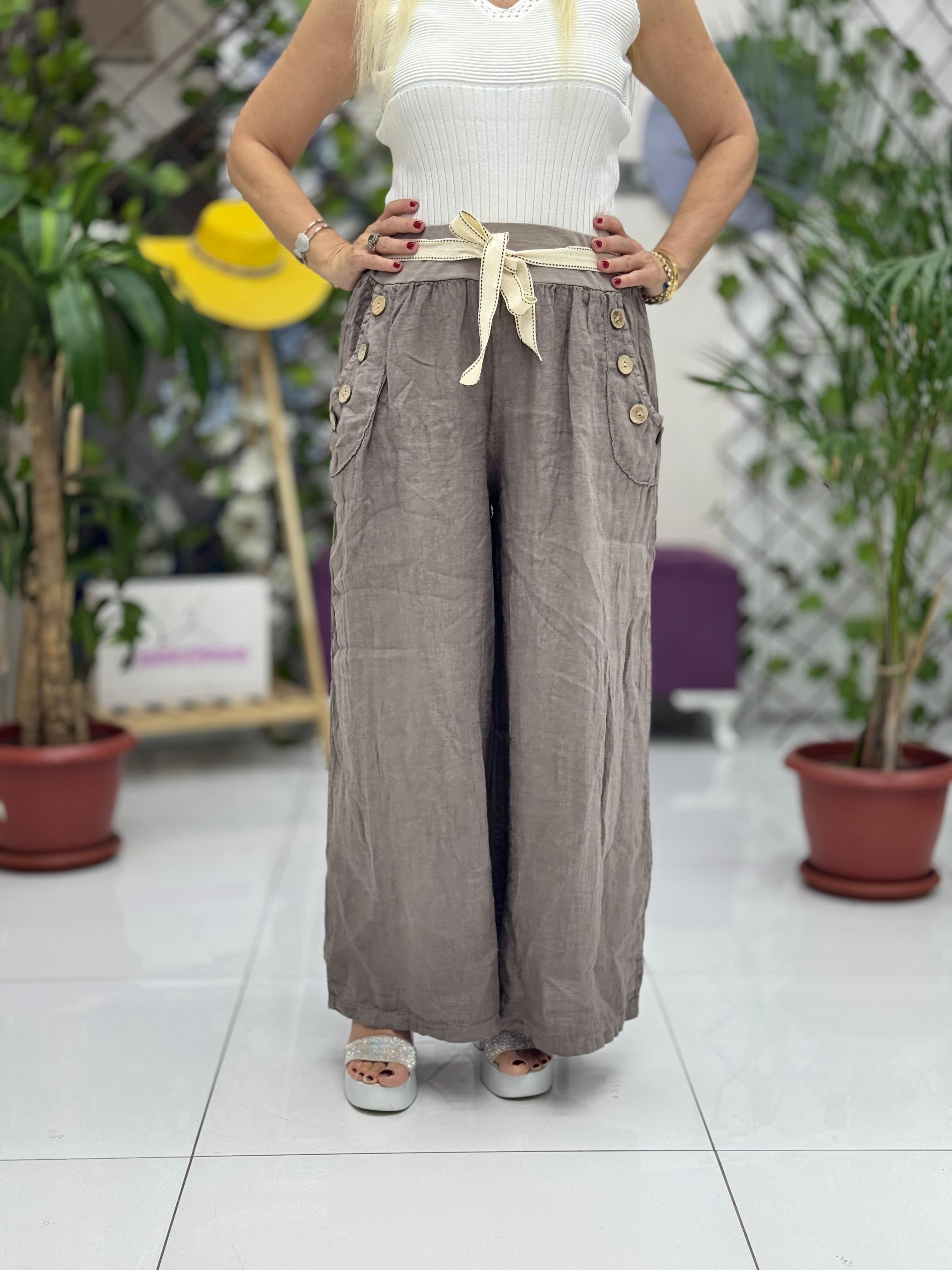 NC2613 İtalyan Keten Pantolon Vizon