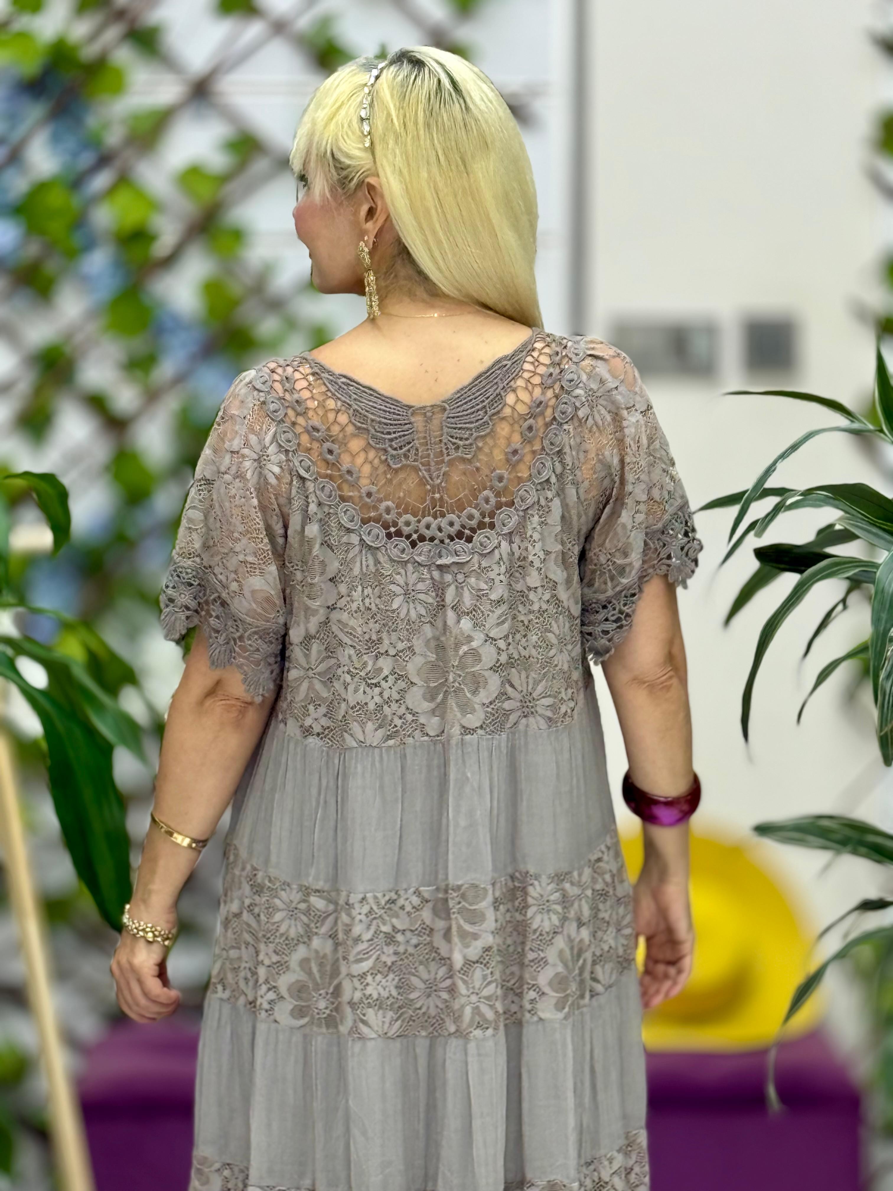 N10337 İtalyan İpek Elbise Vizon