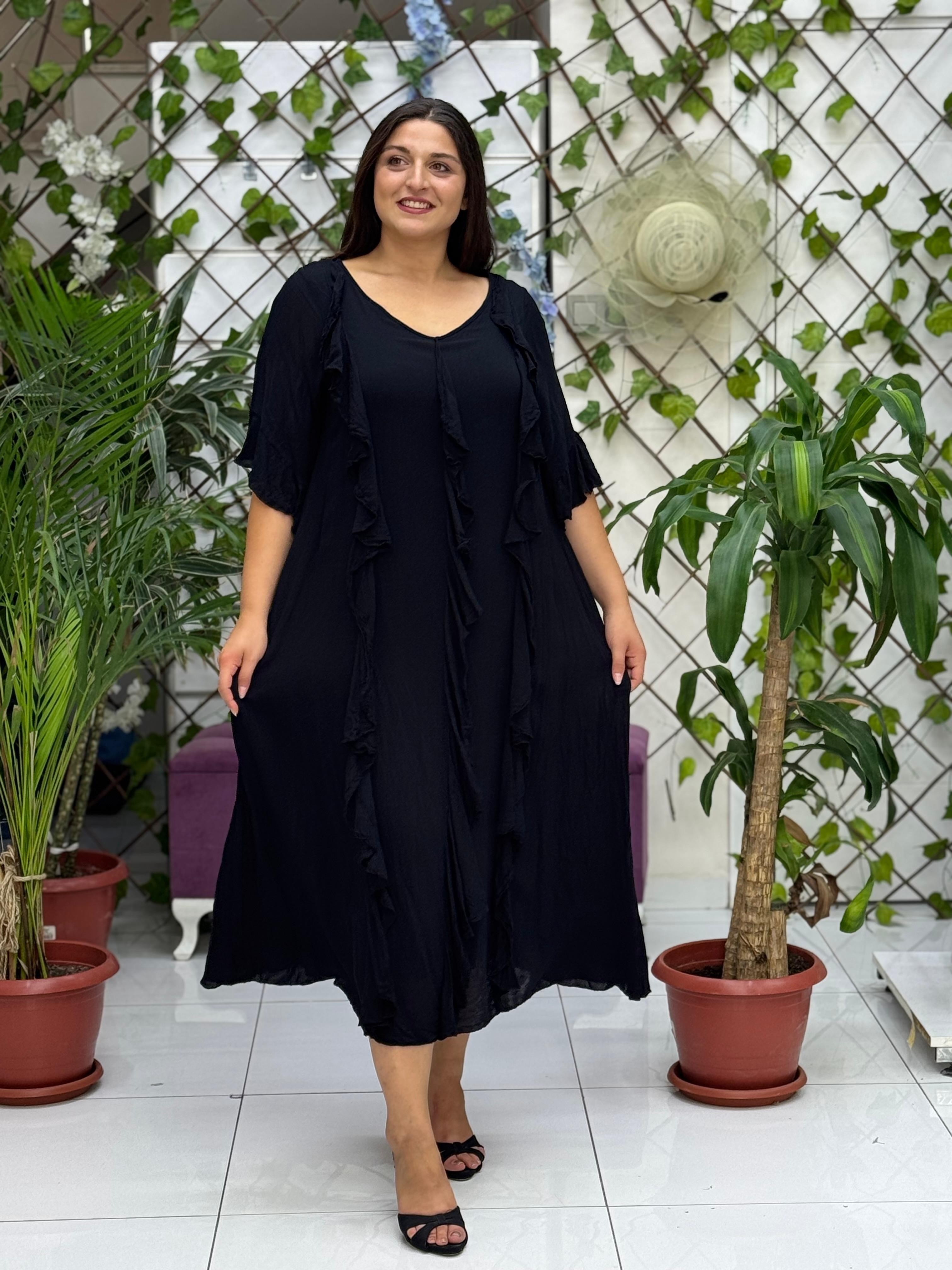 M1570 Vestido Voile Estampado Español Negro
