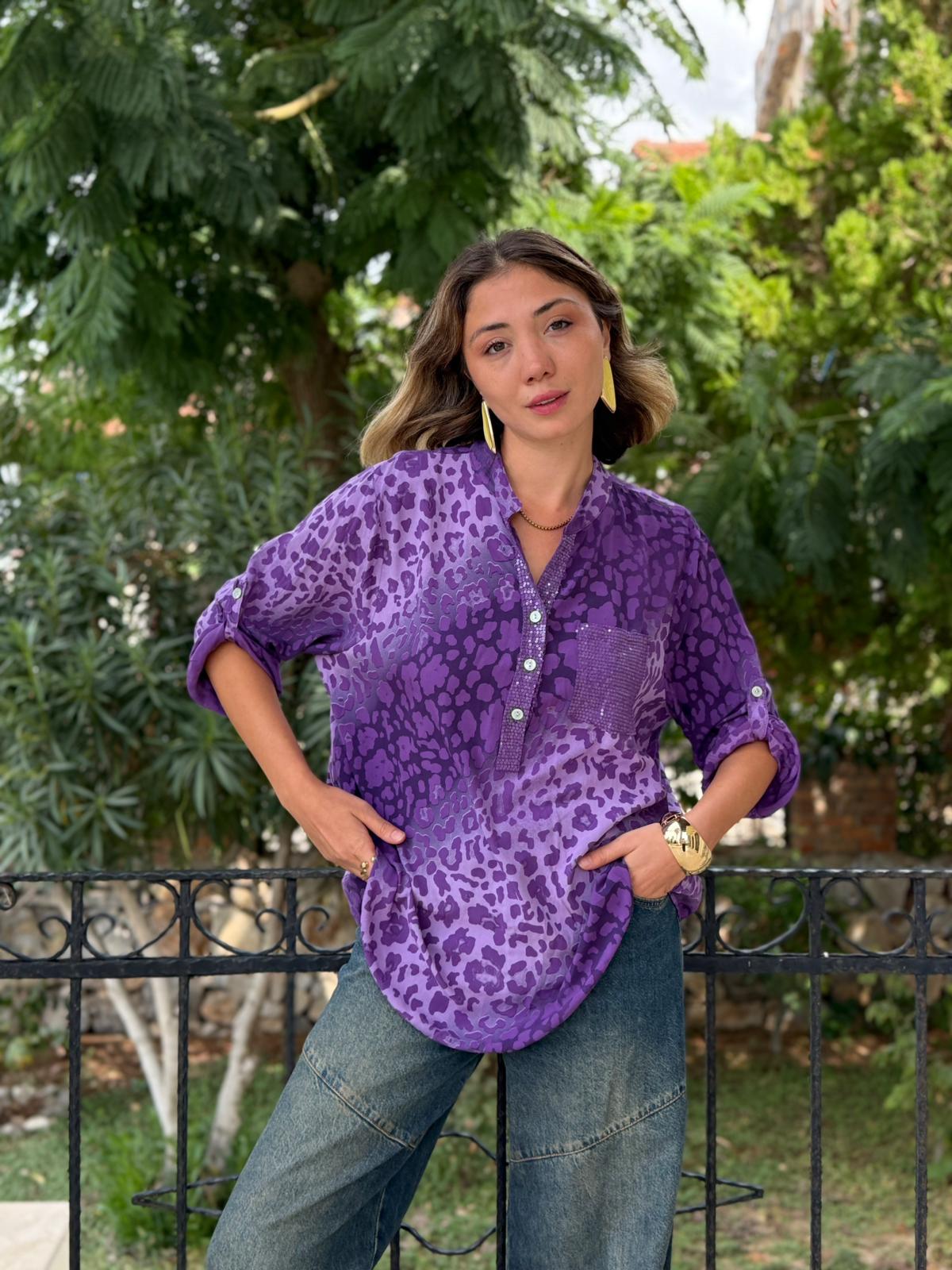 NC63107 İtalyan Coton Bluz Mor