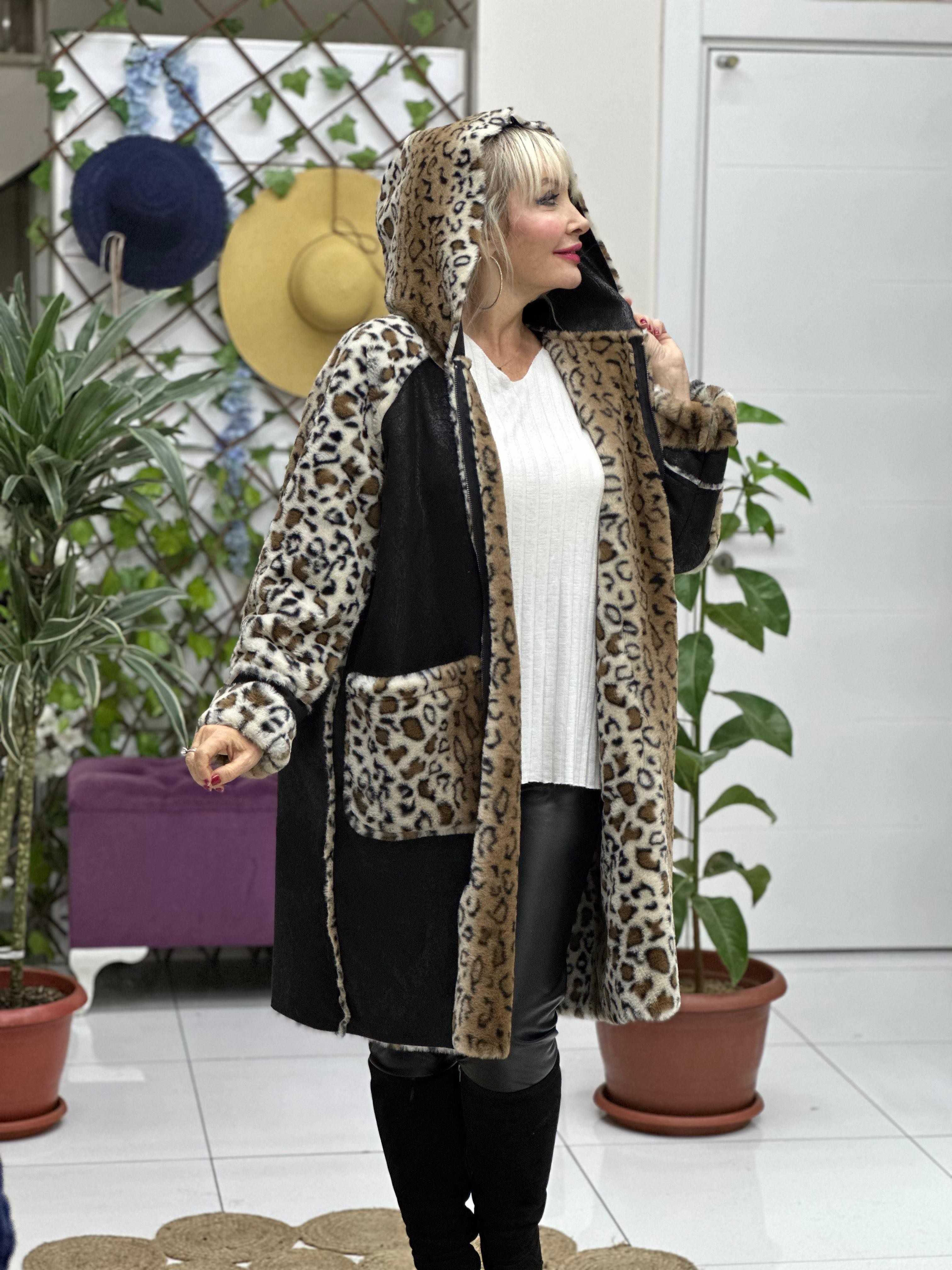 NC91140 Leopar Çift Taraflı  Nubuk Kaban