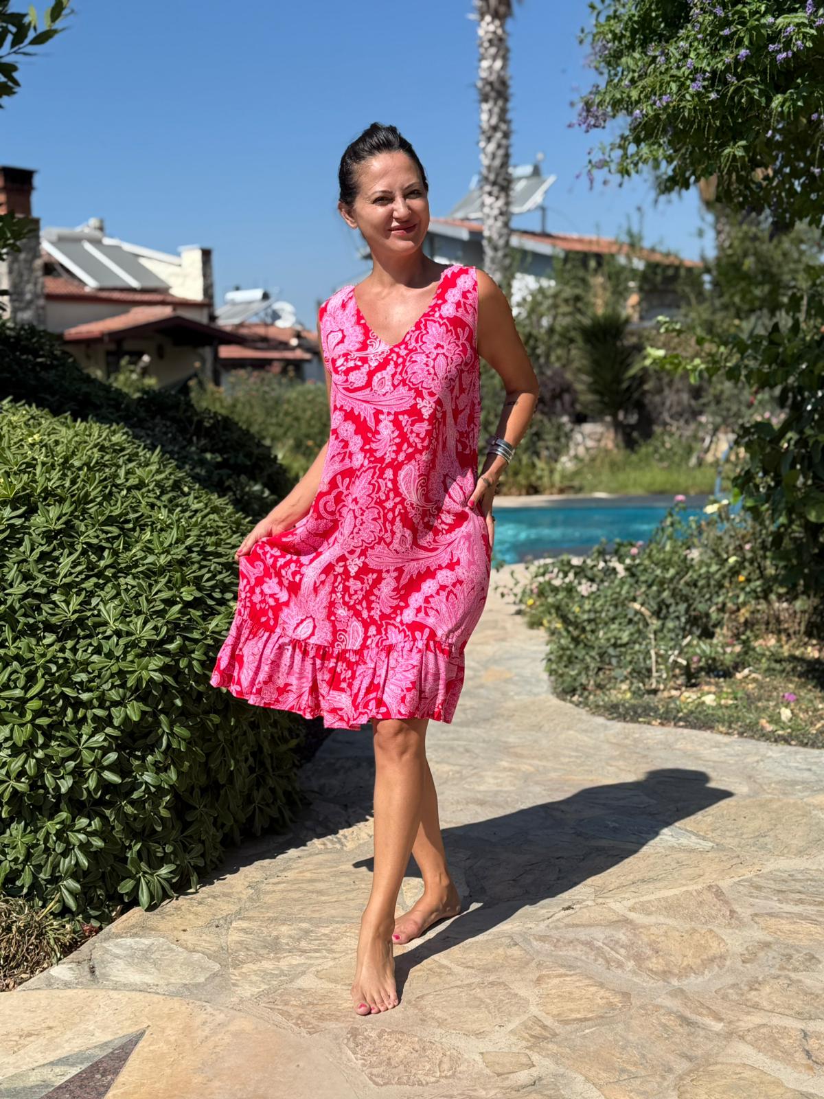 MLN16165 Viskon Alanya Elbise