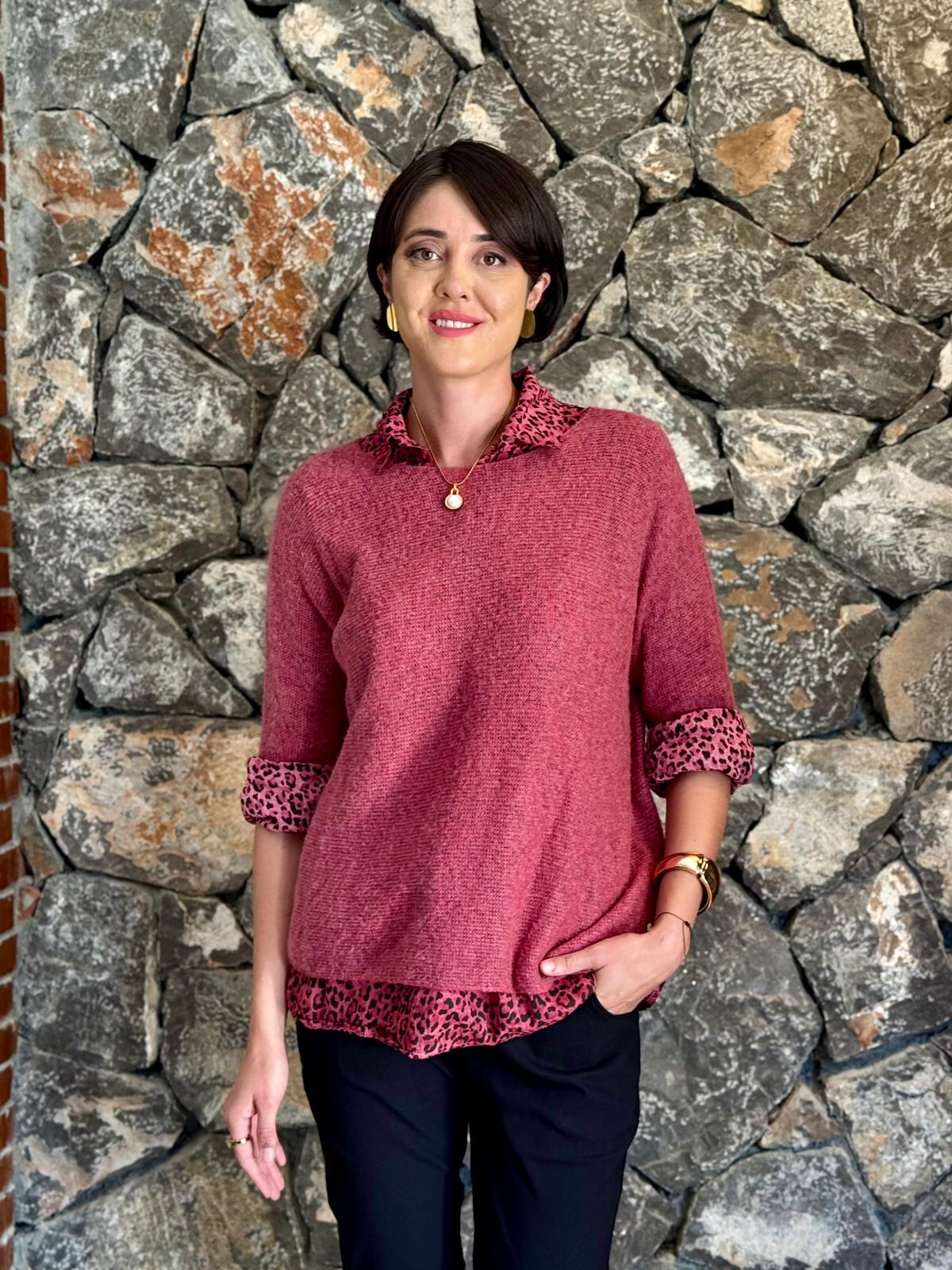 P6811 Prendas de punto con estampado de camuflaje Caqui
