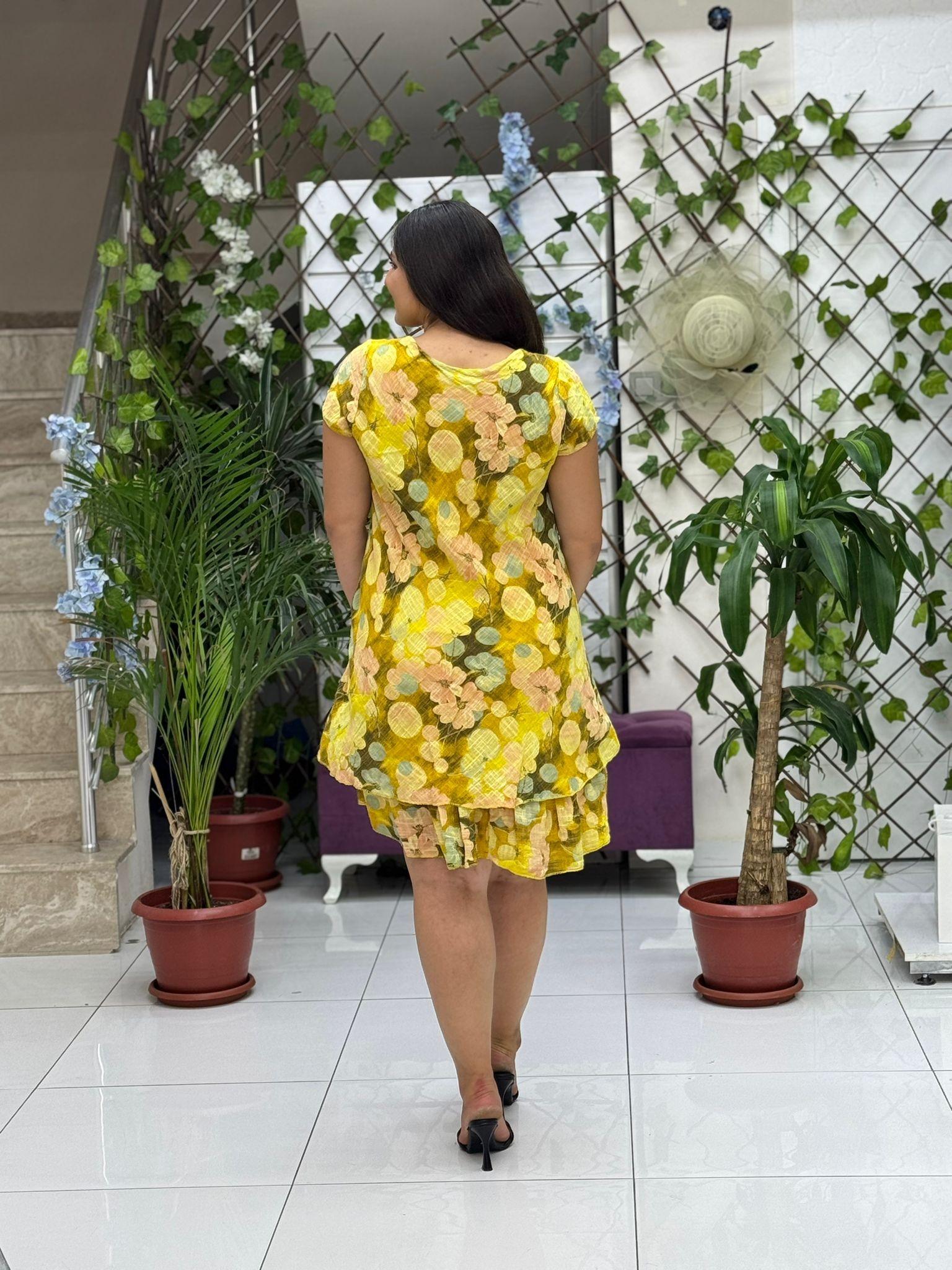 N5012-26 Vestido Italiano De Lino De Algodón Manga Corta Blanco