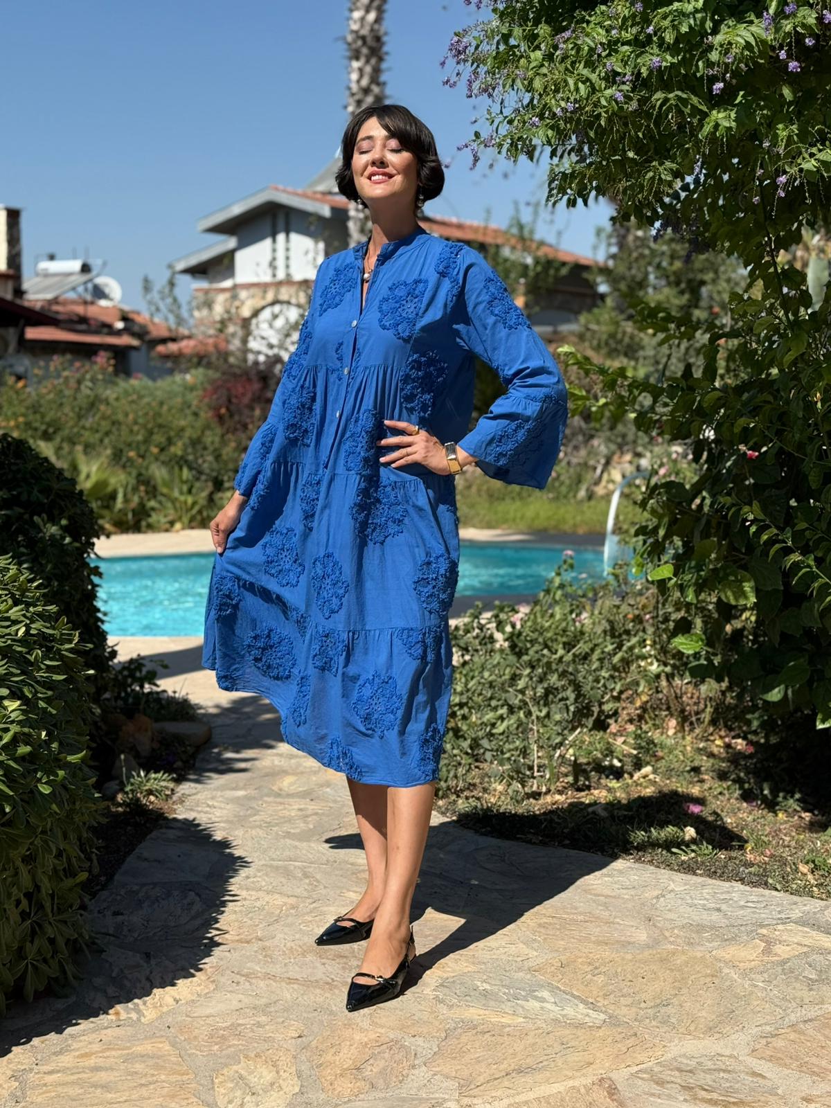 N20725 Vestido de algodón italiano Rosa