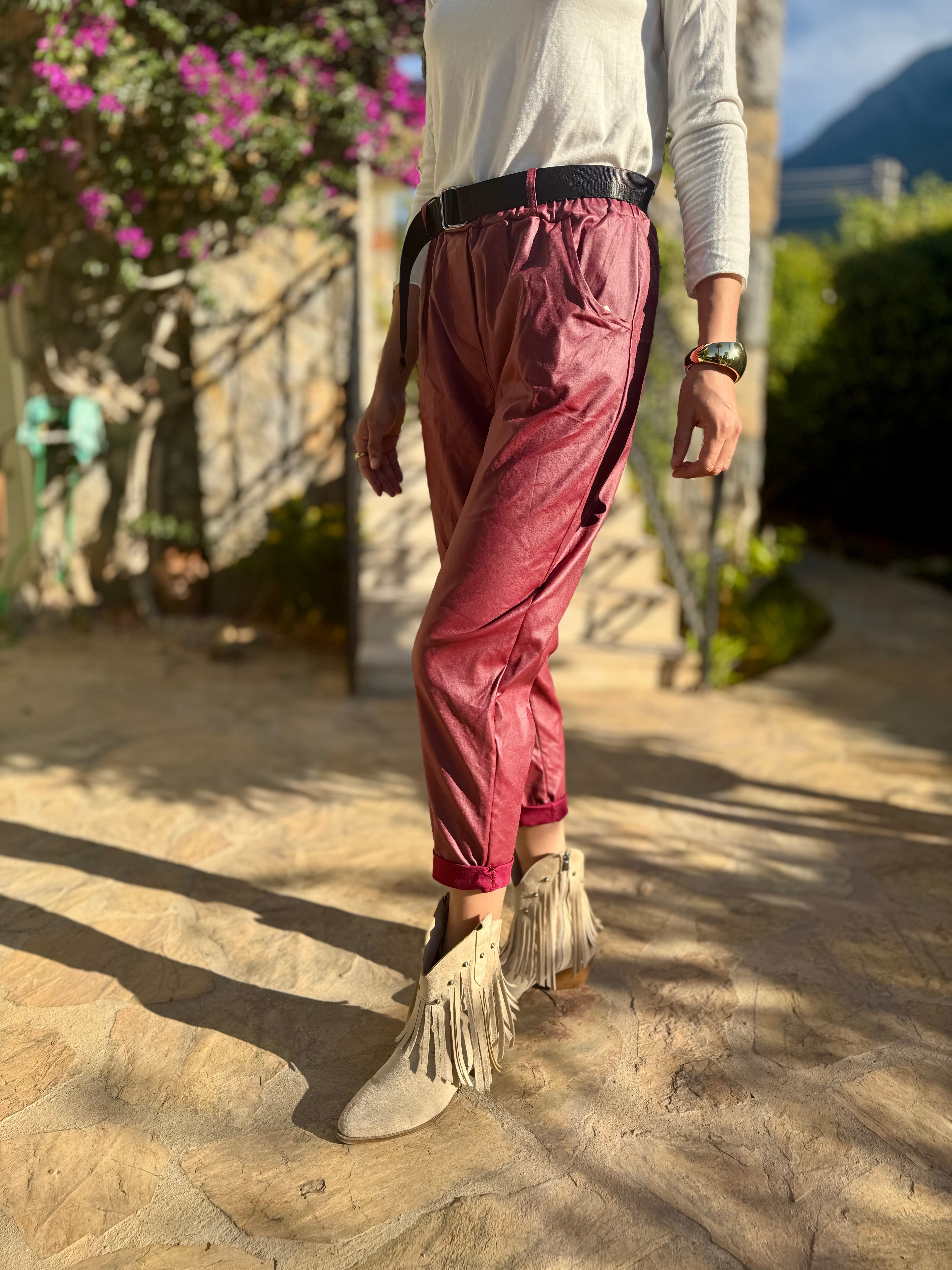 NC8600 İtalyan Deri Pantolon Bordo