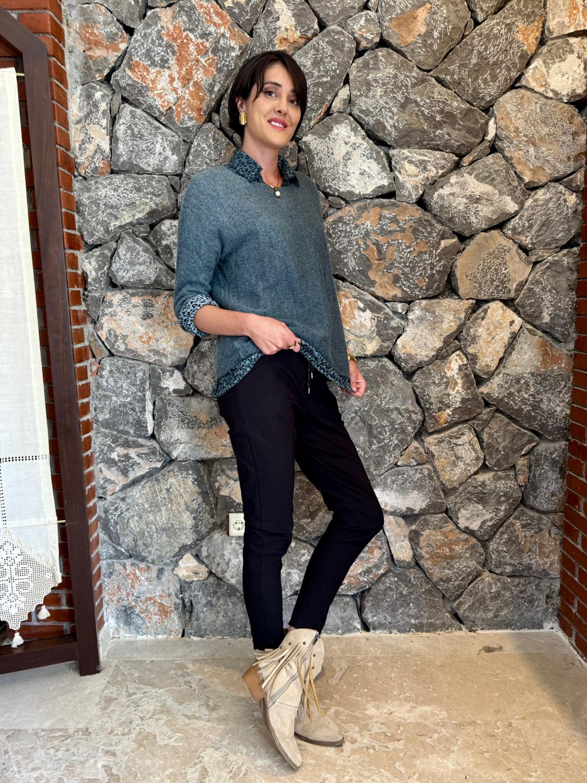 P6811 Prendas de punto con estampado de camuflaje Caqui