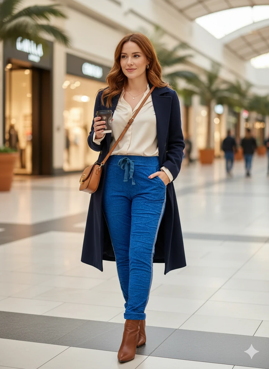 P18401 İtalyan Şeritli Kadife Pantolon İndigo