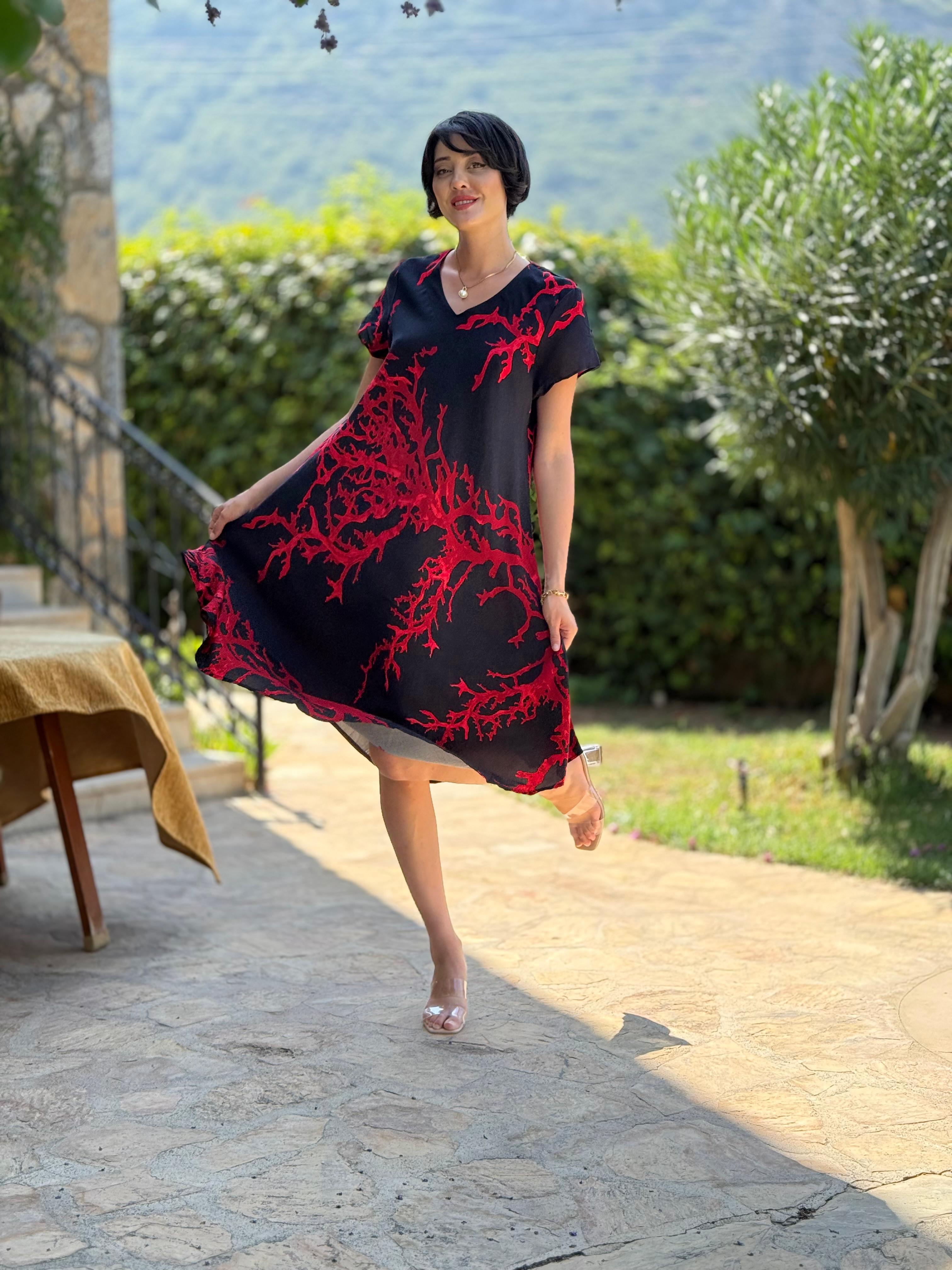 FT179001 Viskon Fethiye Elbise