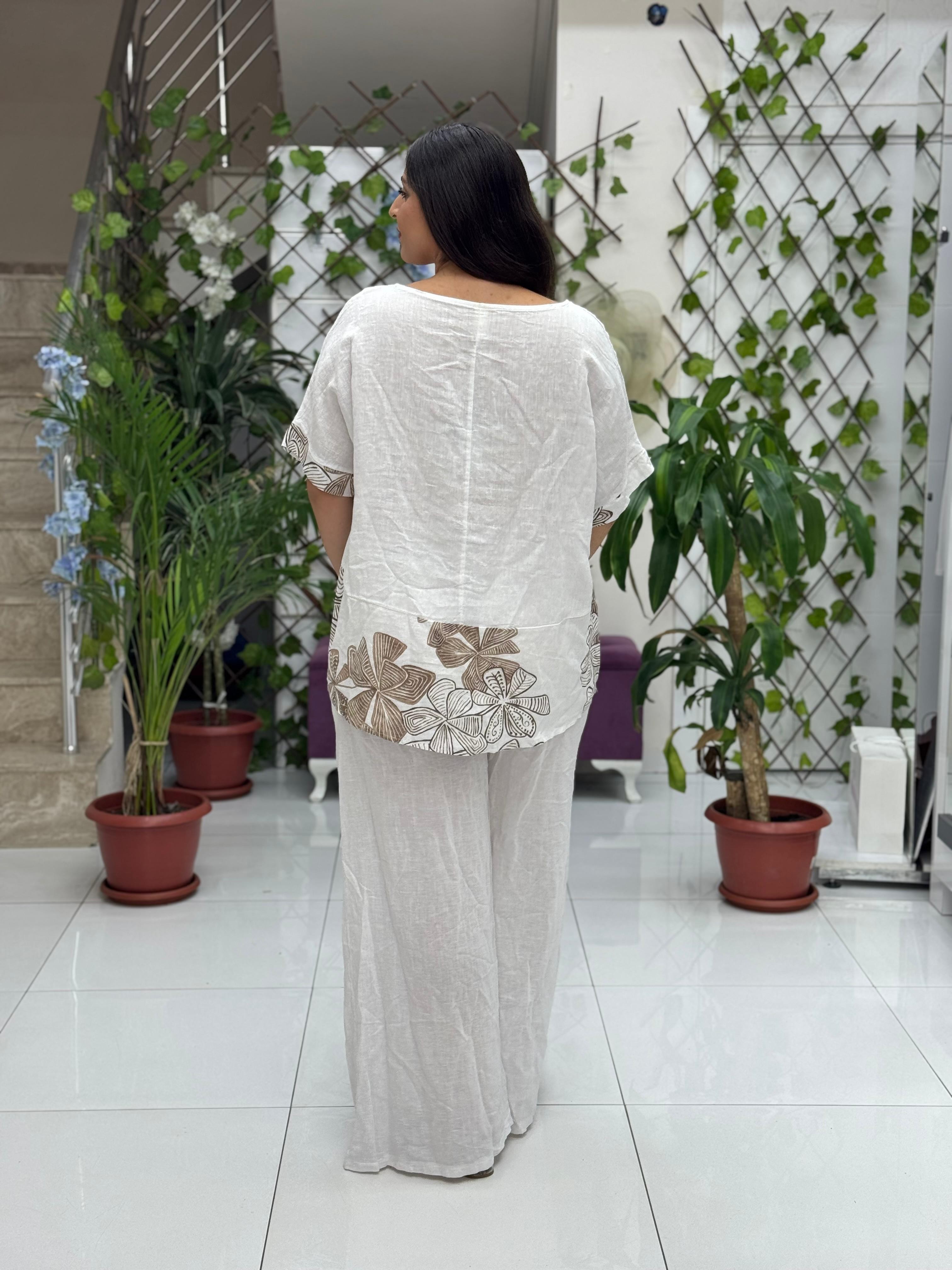 N10661 Traje Italiano Lino Ciruela