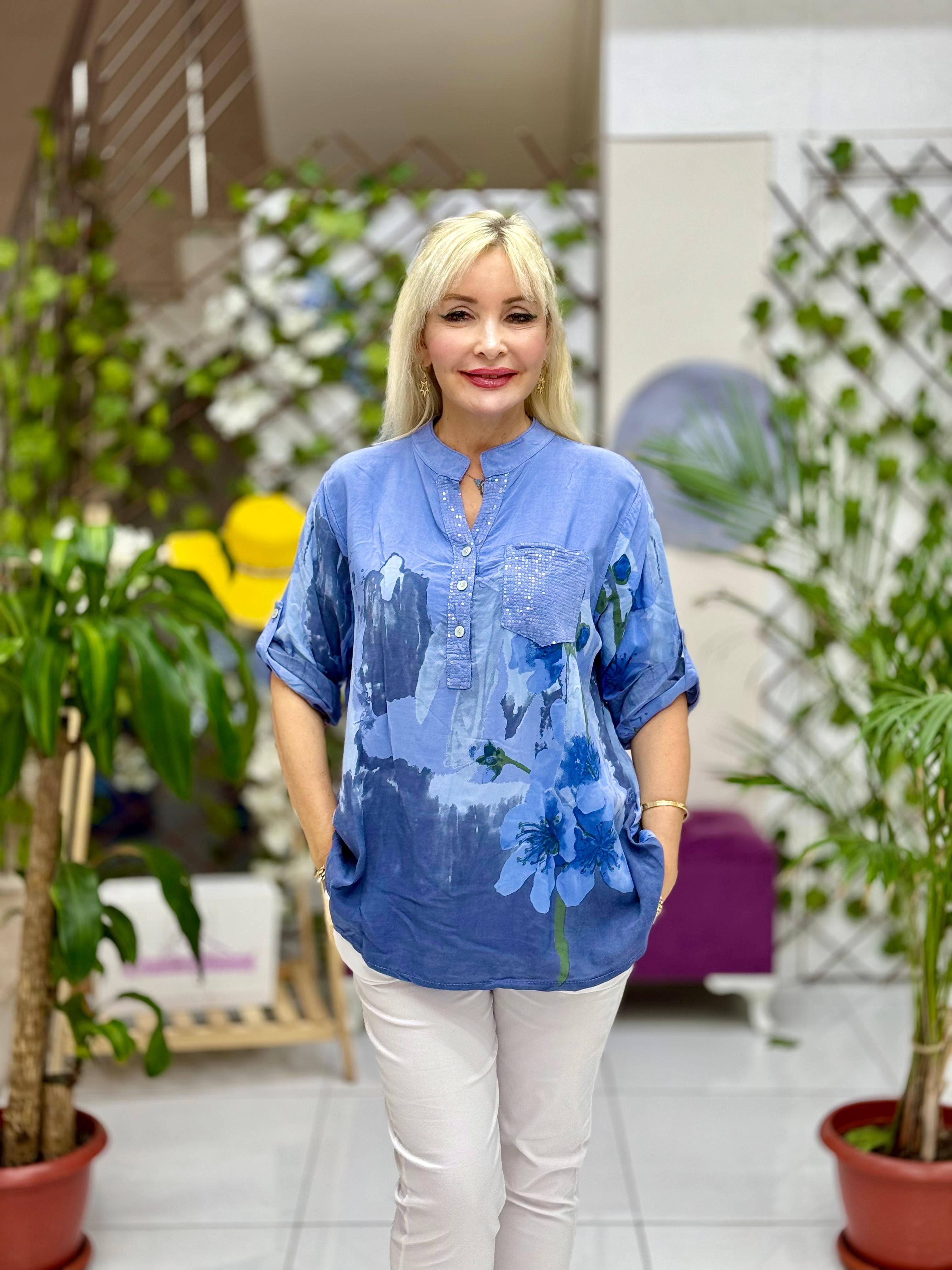 NC15430 İtalyan Coton Bluz Mavi