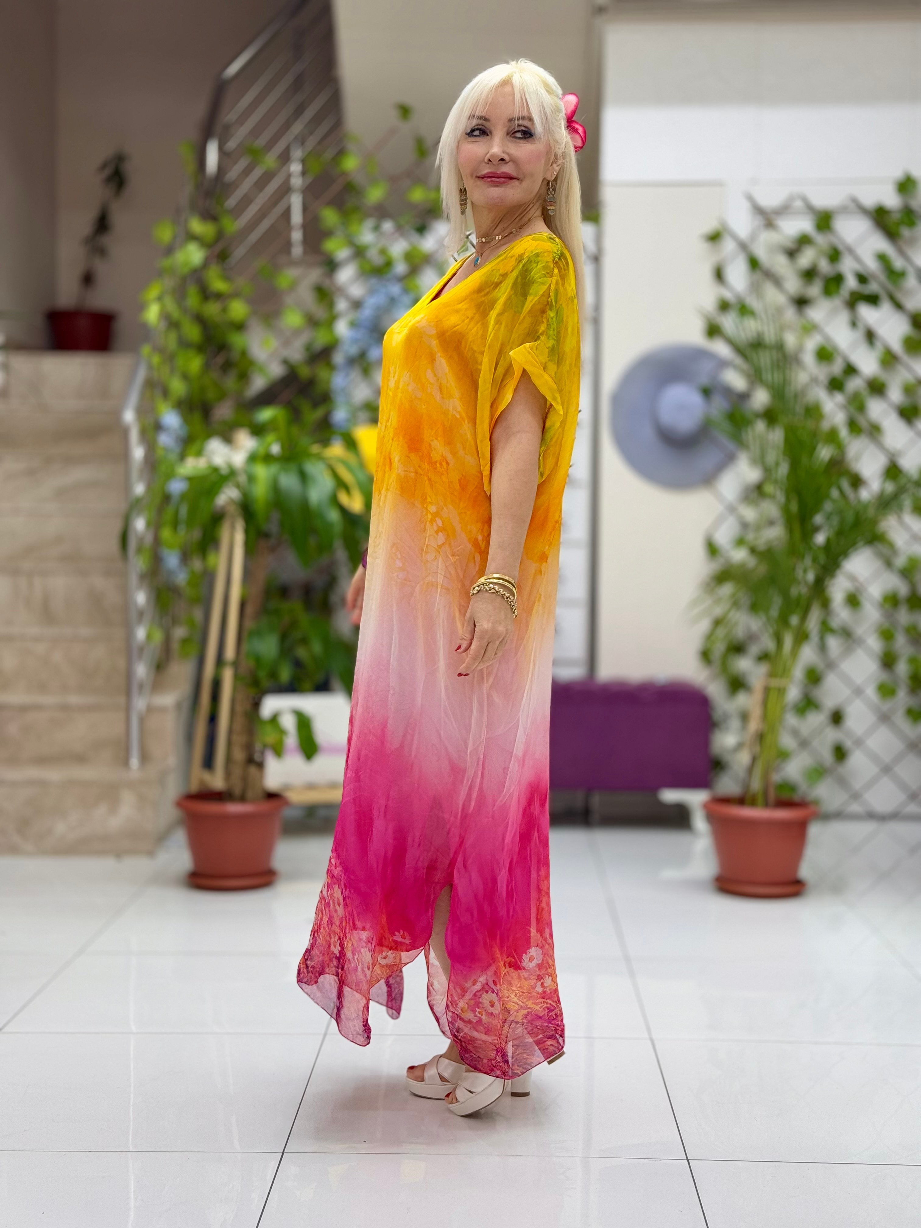 YG206431 İtalyan İpek Elbise Pembe