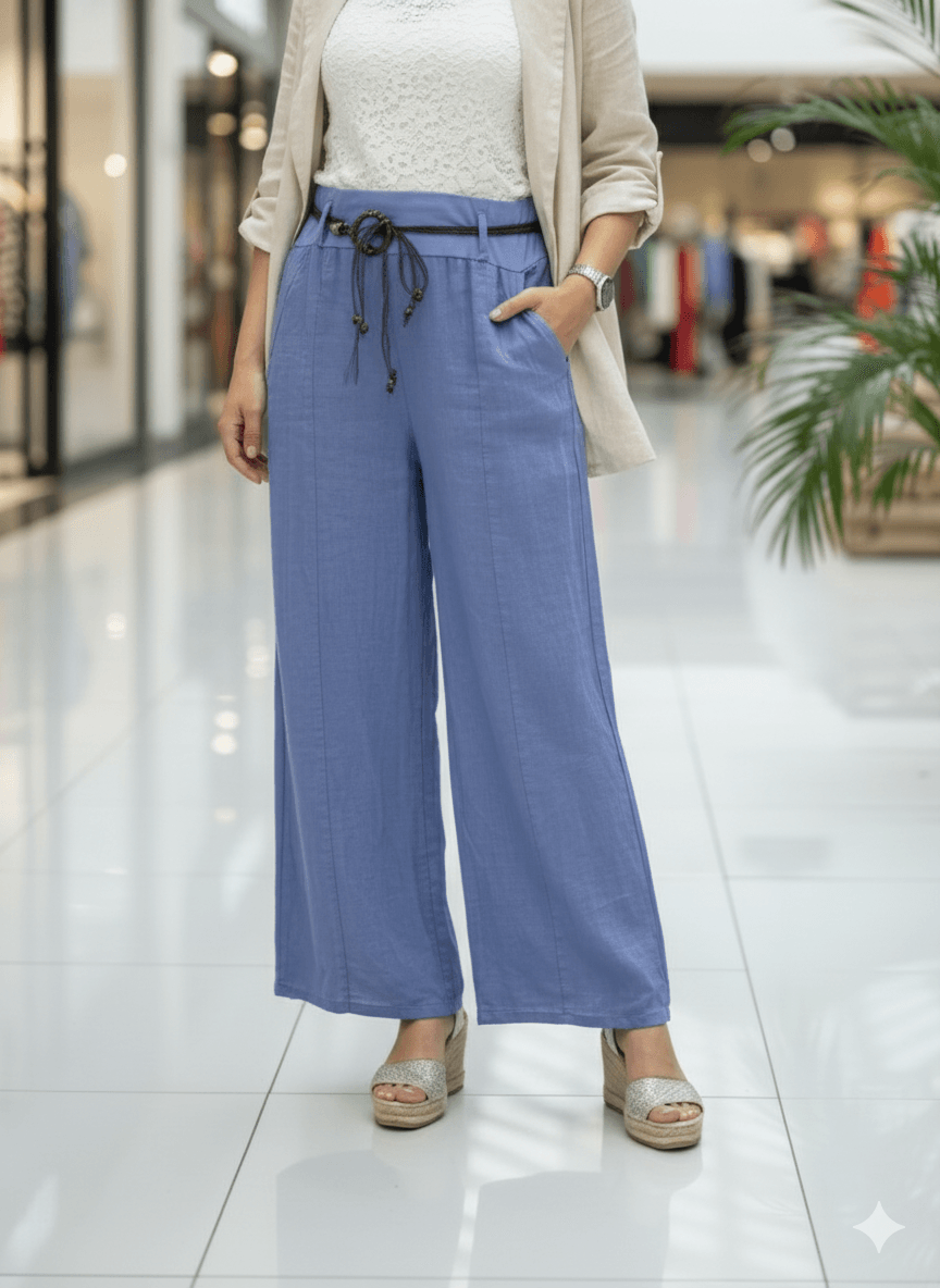 P3082 PANTALÓN LINO ITALIANO MARRÓN