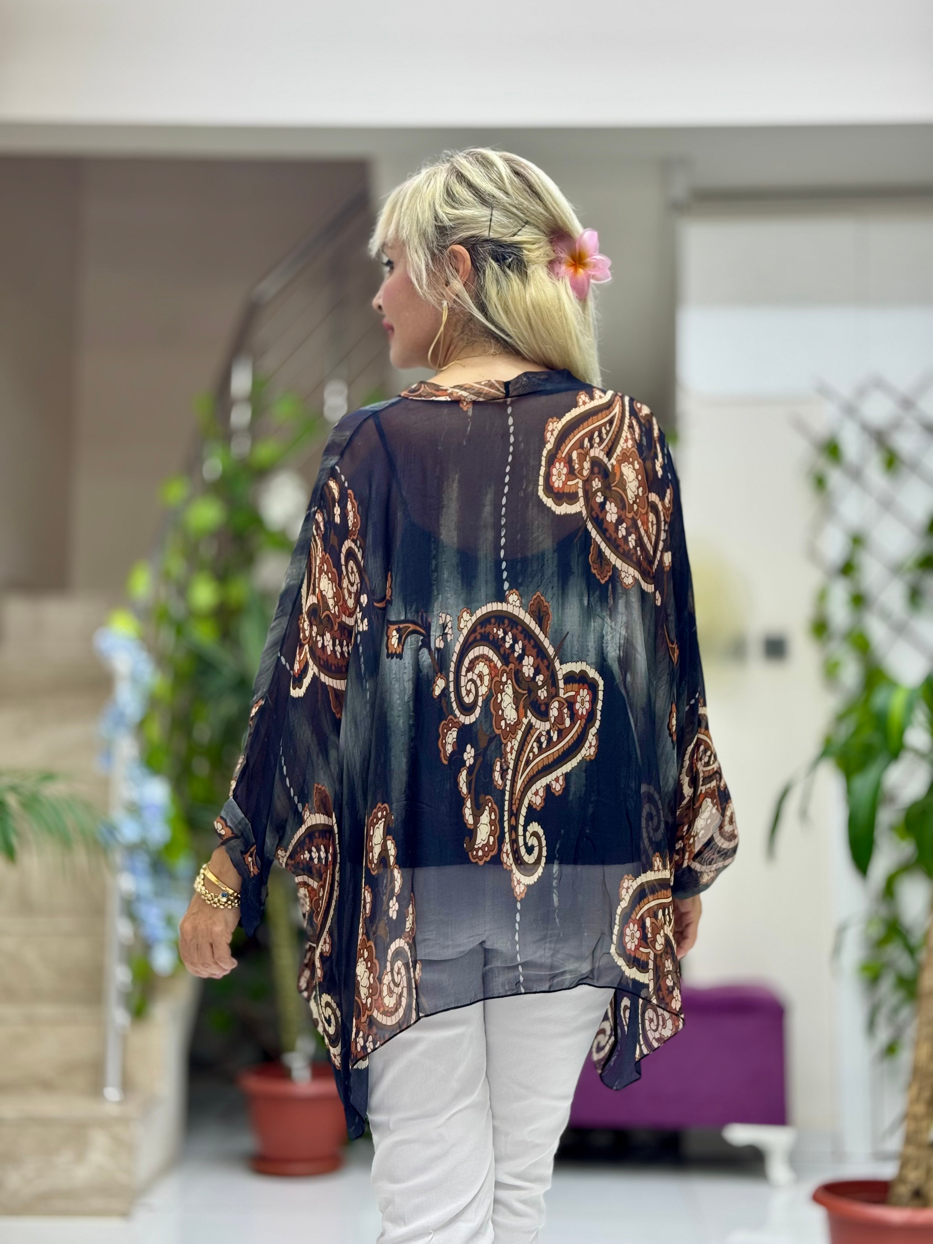 Nb502004 İtalyan İpek Bluz Siyah