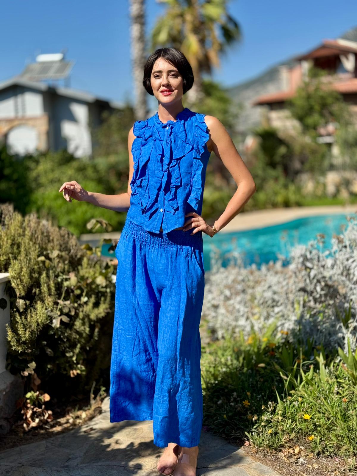 N10661 Traje Italiano Lino Ciruela