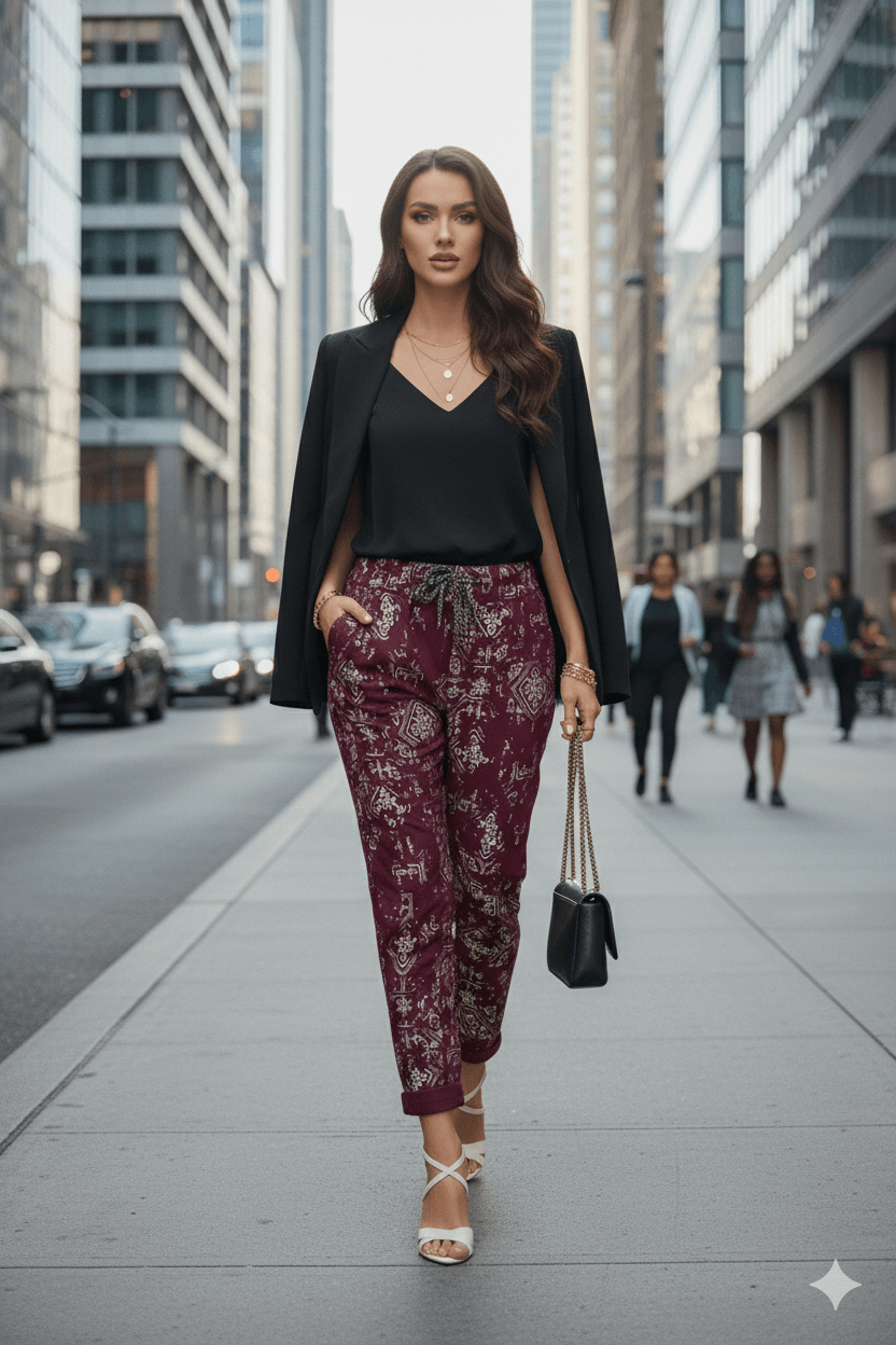 A14502 İTALYAN COTON PANTOLON BORDO-SİLVER