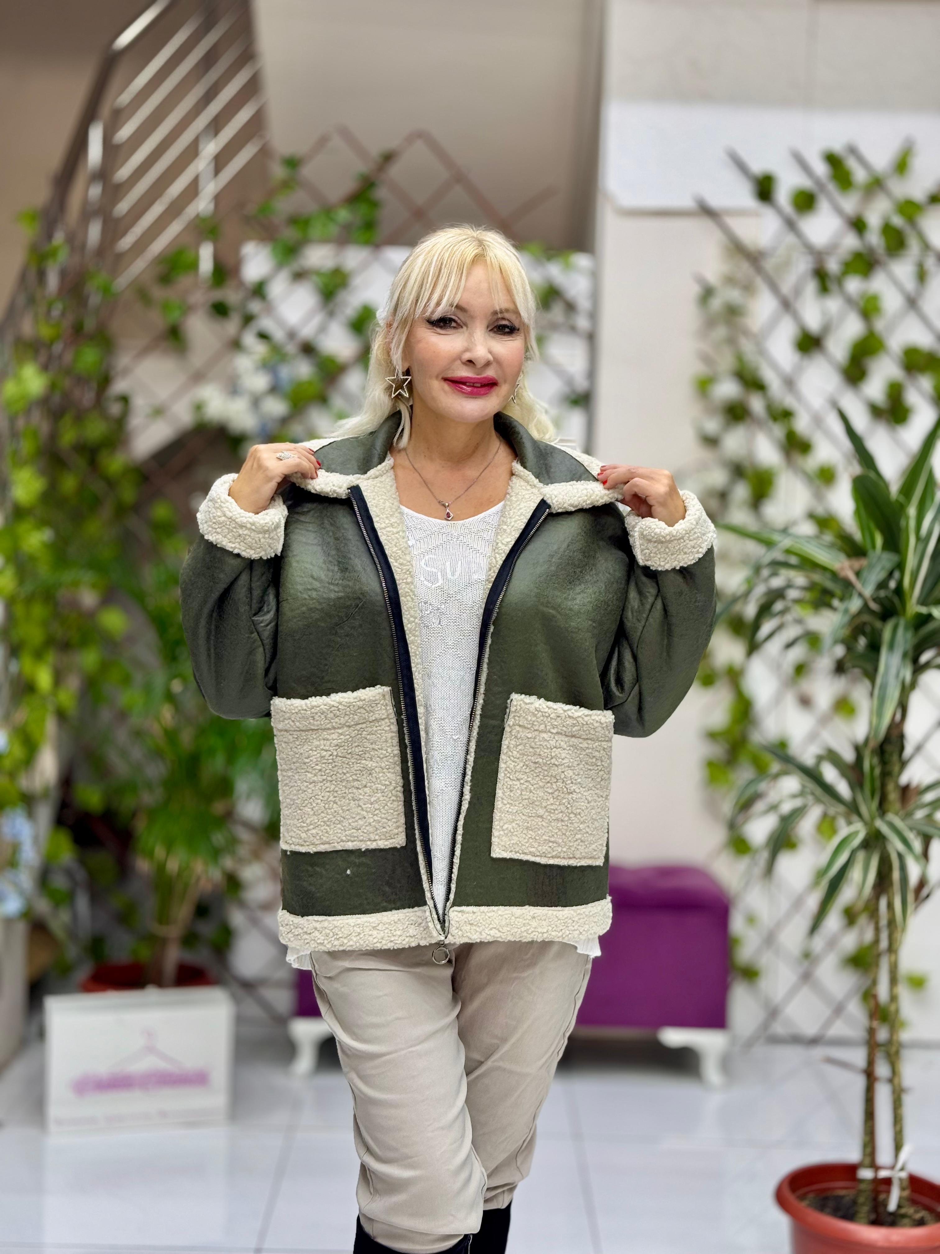 YG10048 İçi Peluş Fermuarlı Nubuk İtalyan Mont Yeşil