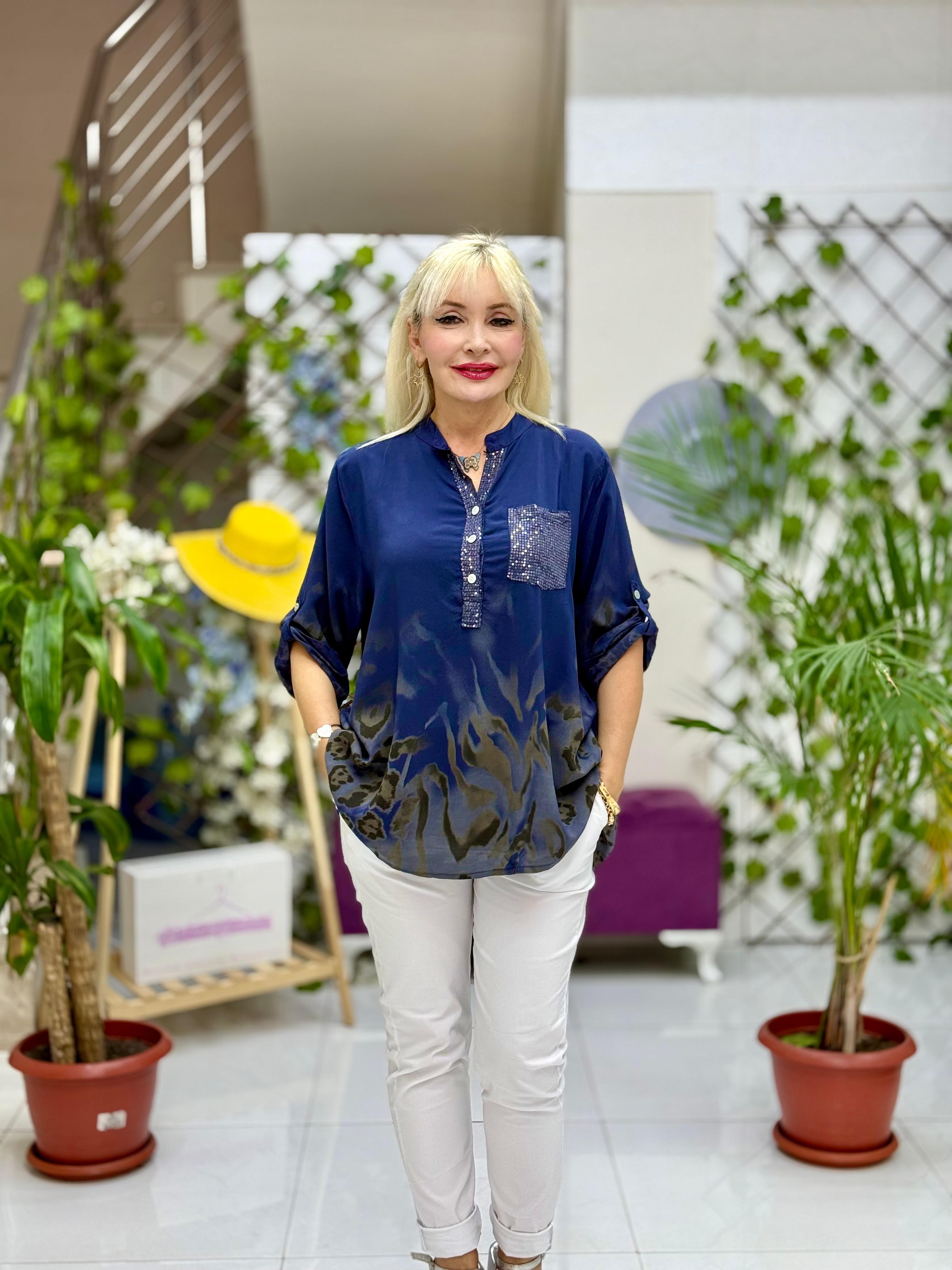 NC15470 İtalyan Coton Bluz Lacivert