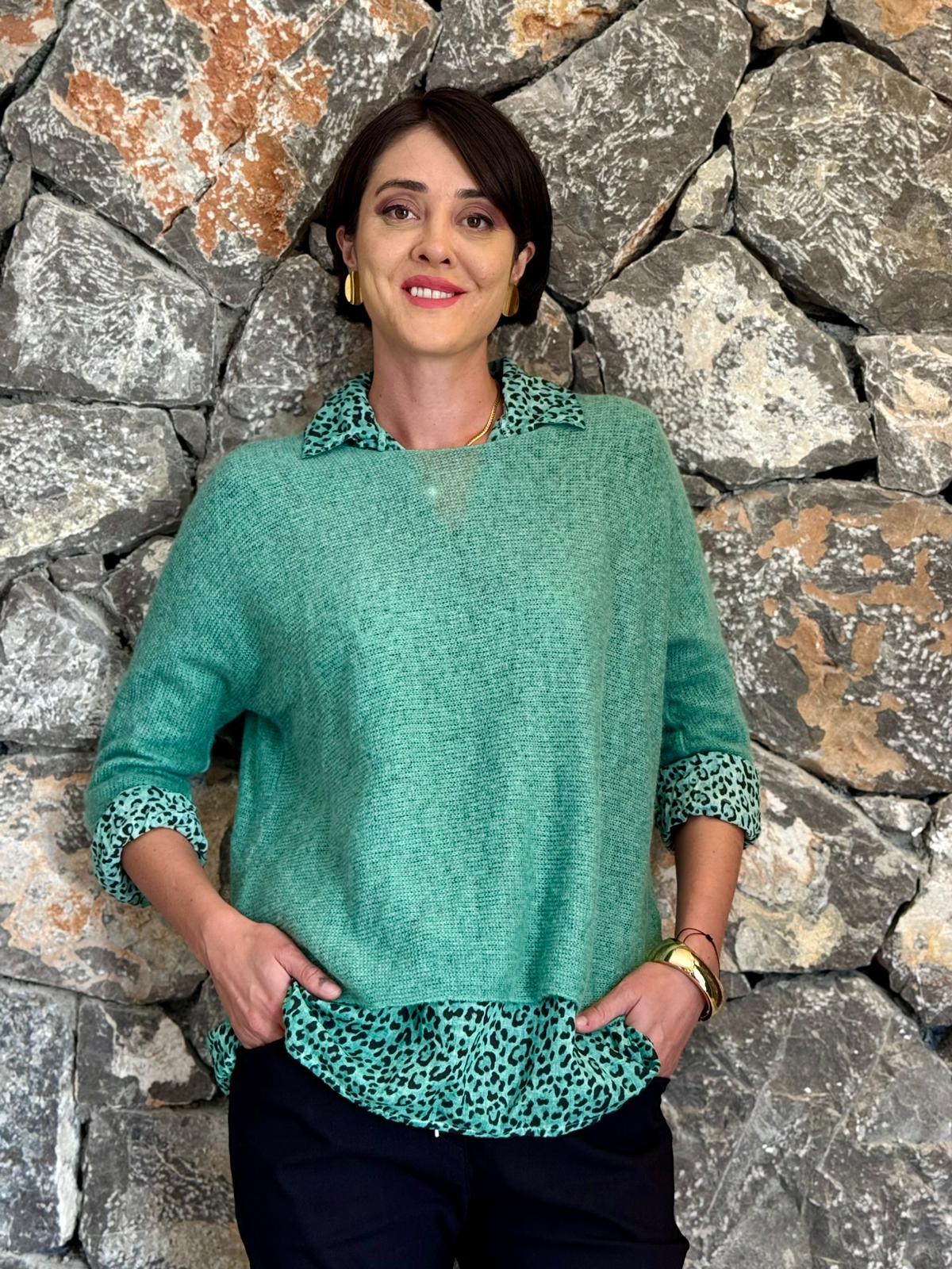 P6811 Prendas de punto con estampado de camuflaje Caqui