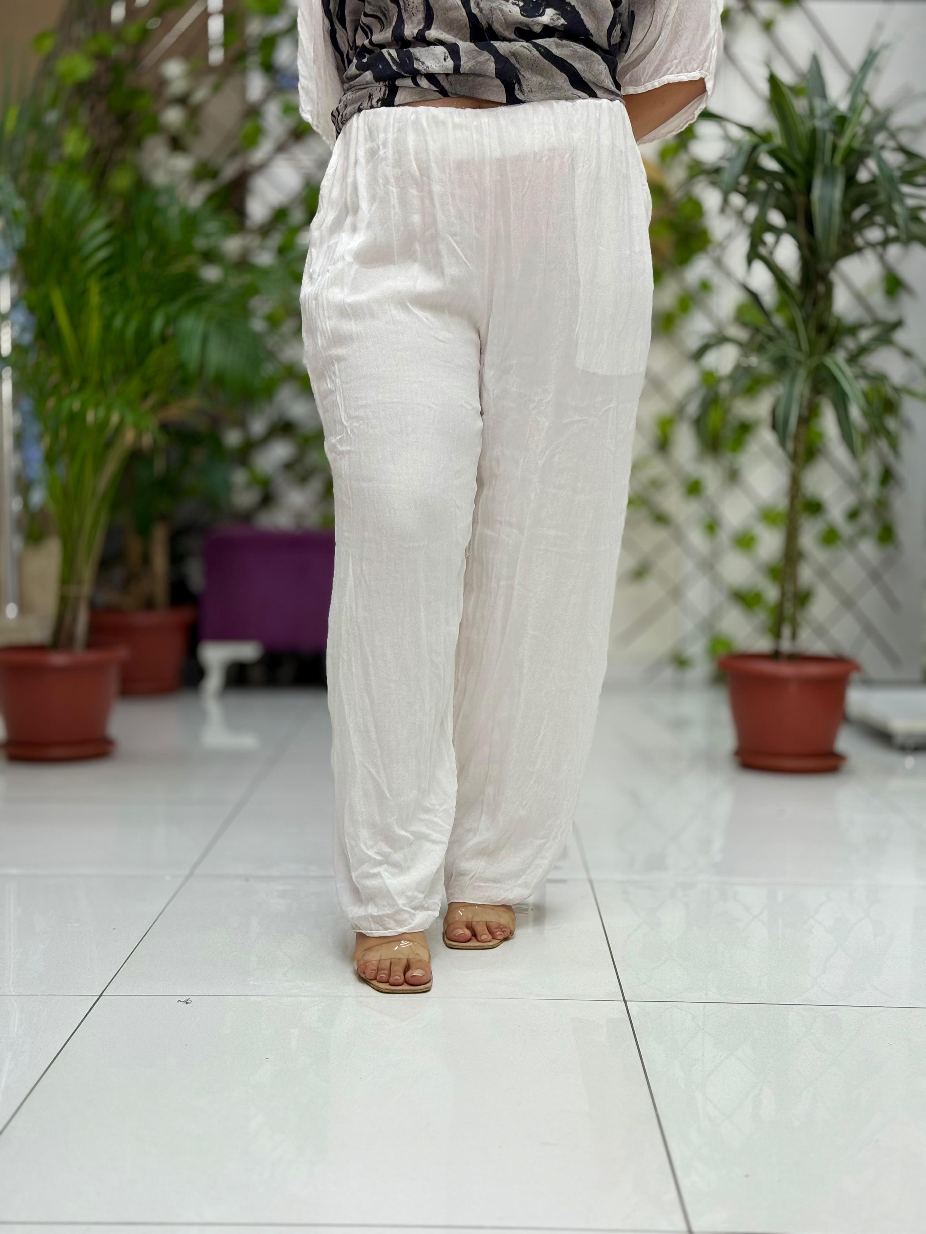 VL3015 Yüksek Bel Basic Vual Pantolon Beyaz