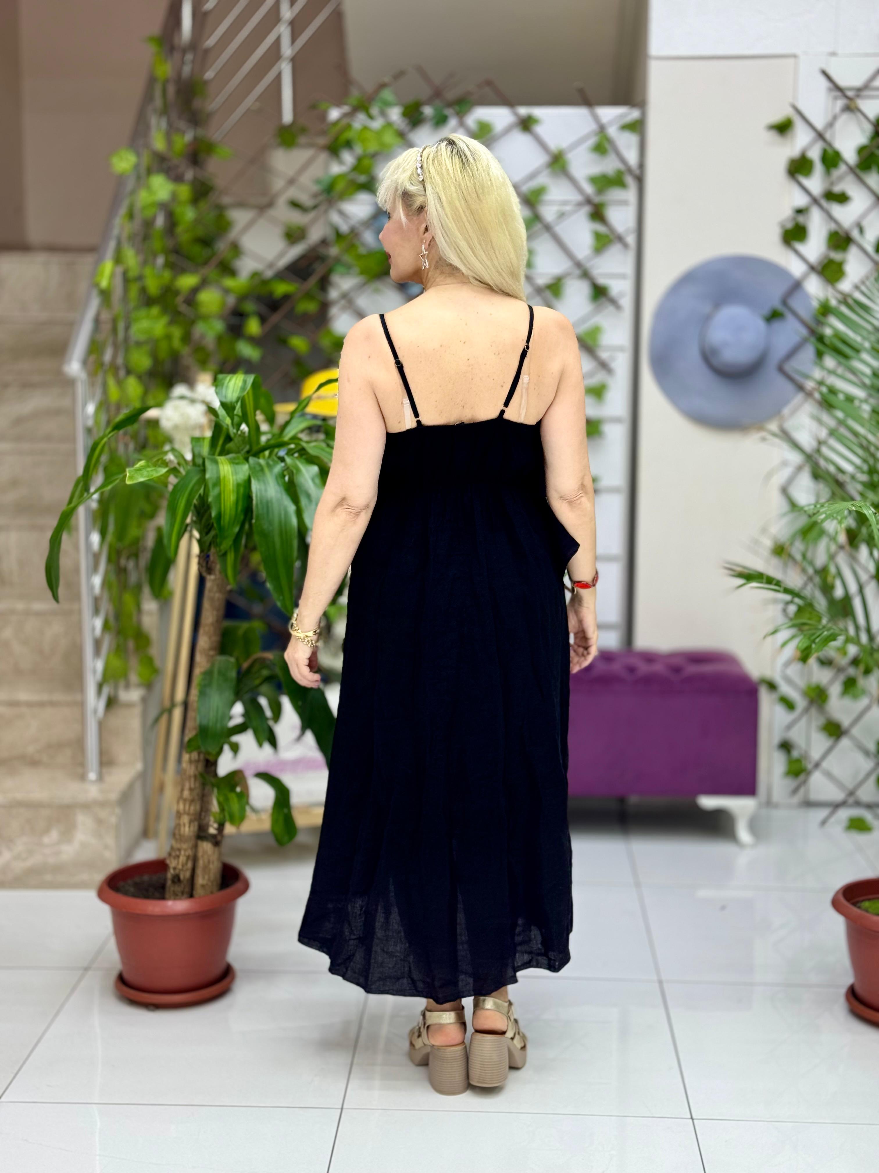 NC13179 İtalyan Keten Şortlu Takım Siyah