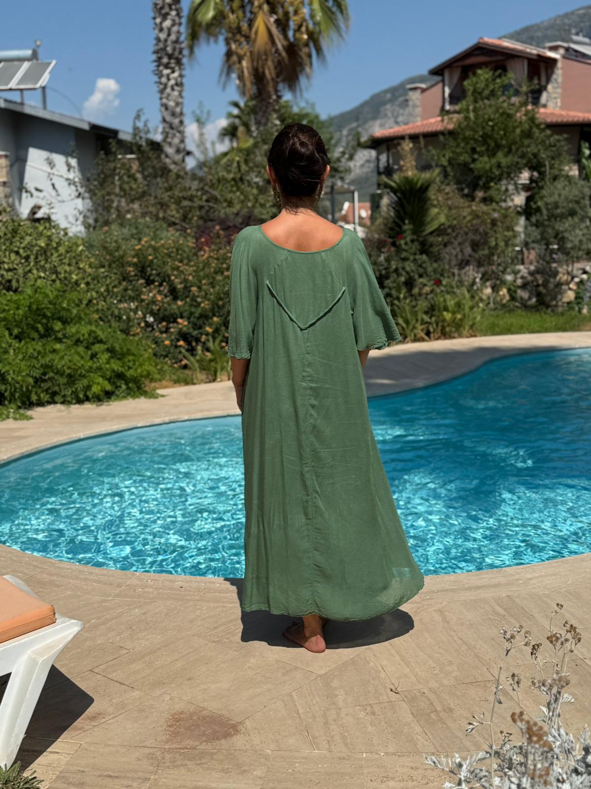 VL5510 Marselina Vual Elbise Hakiyeşil