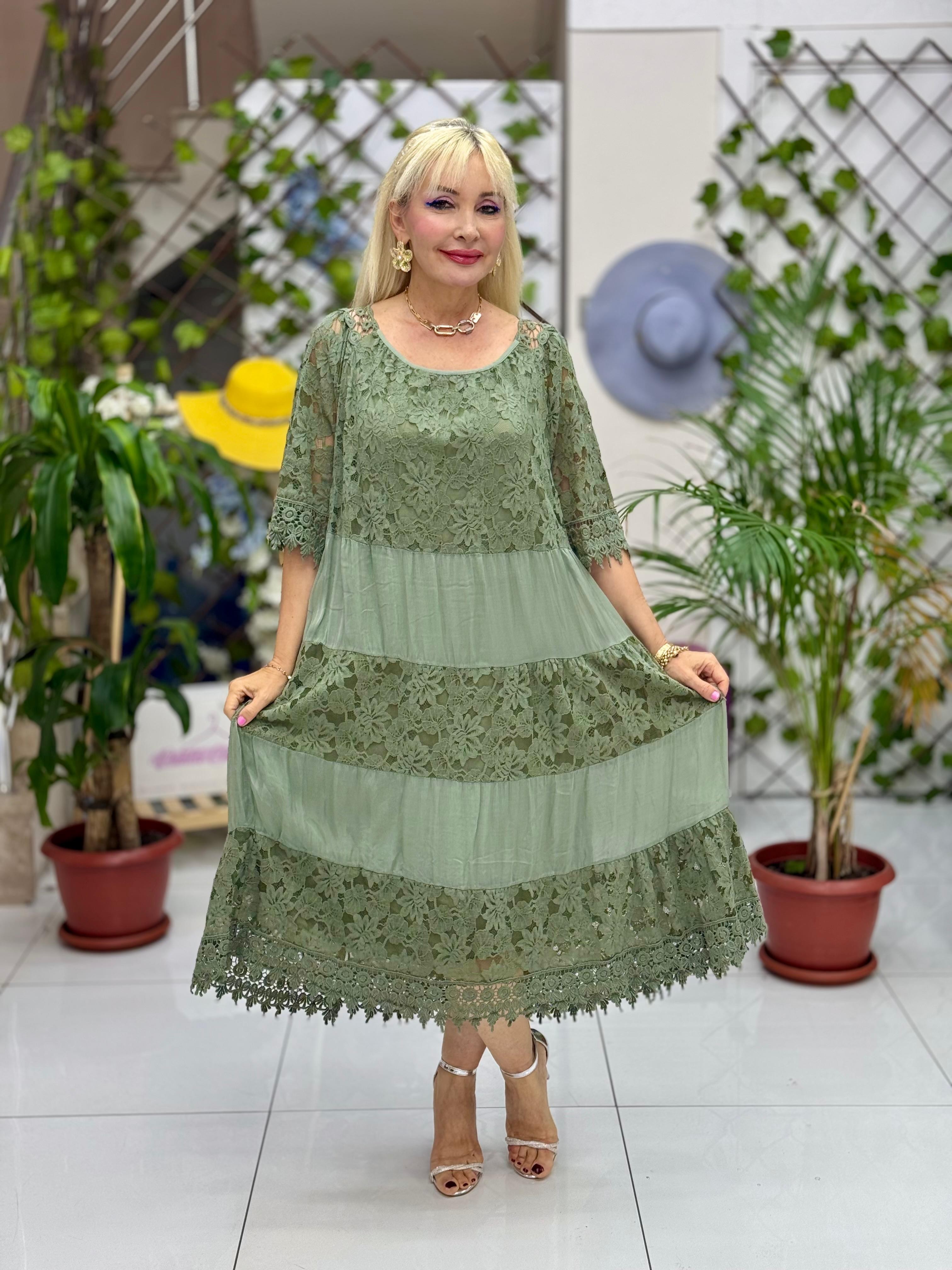 N510337 Vestido De Seda Italiana Beige