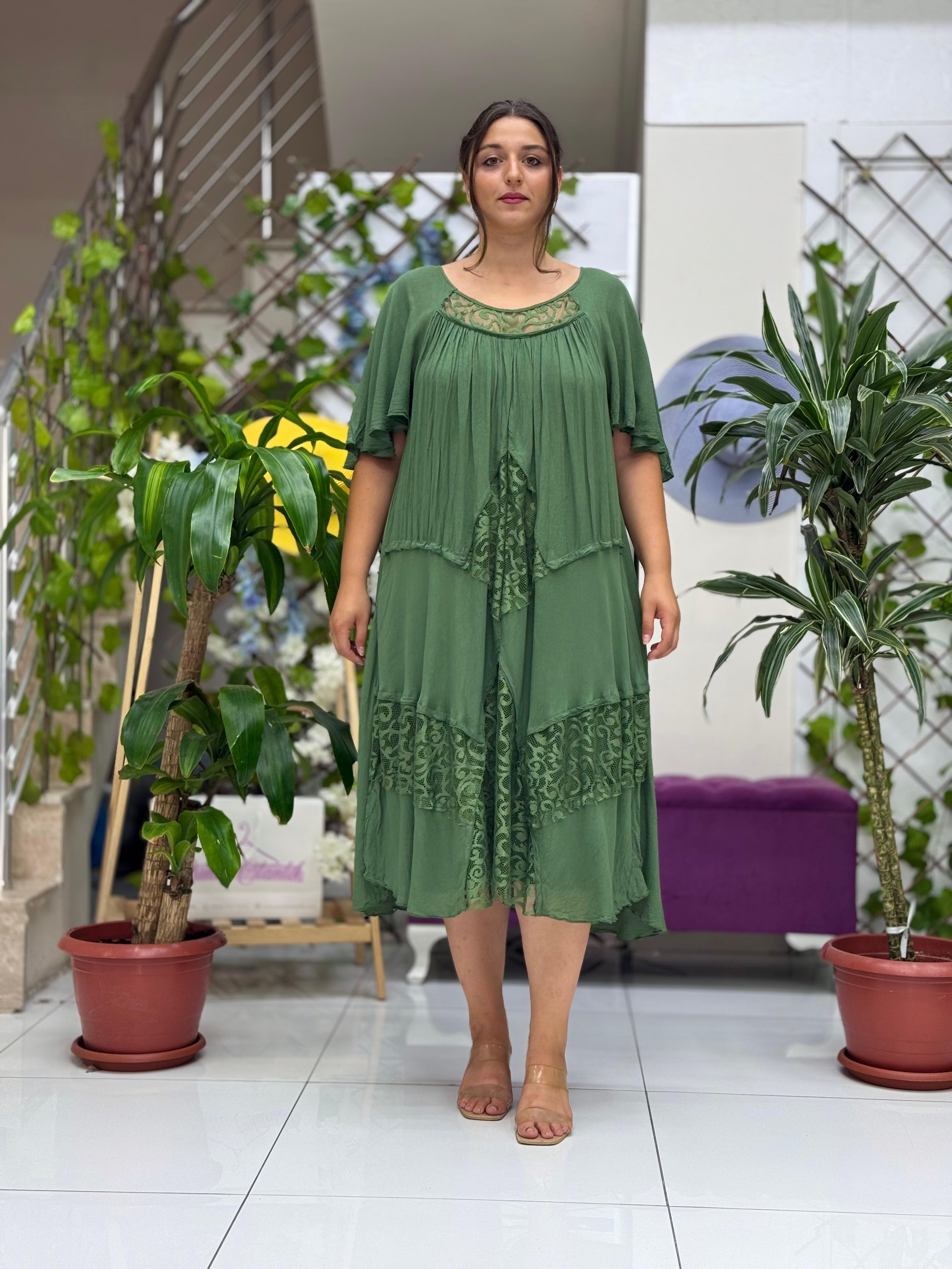 VL5510 Marselina Vual Elbise Hakiyeşil