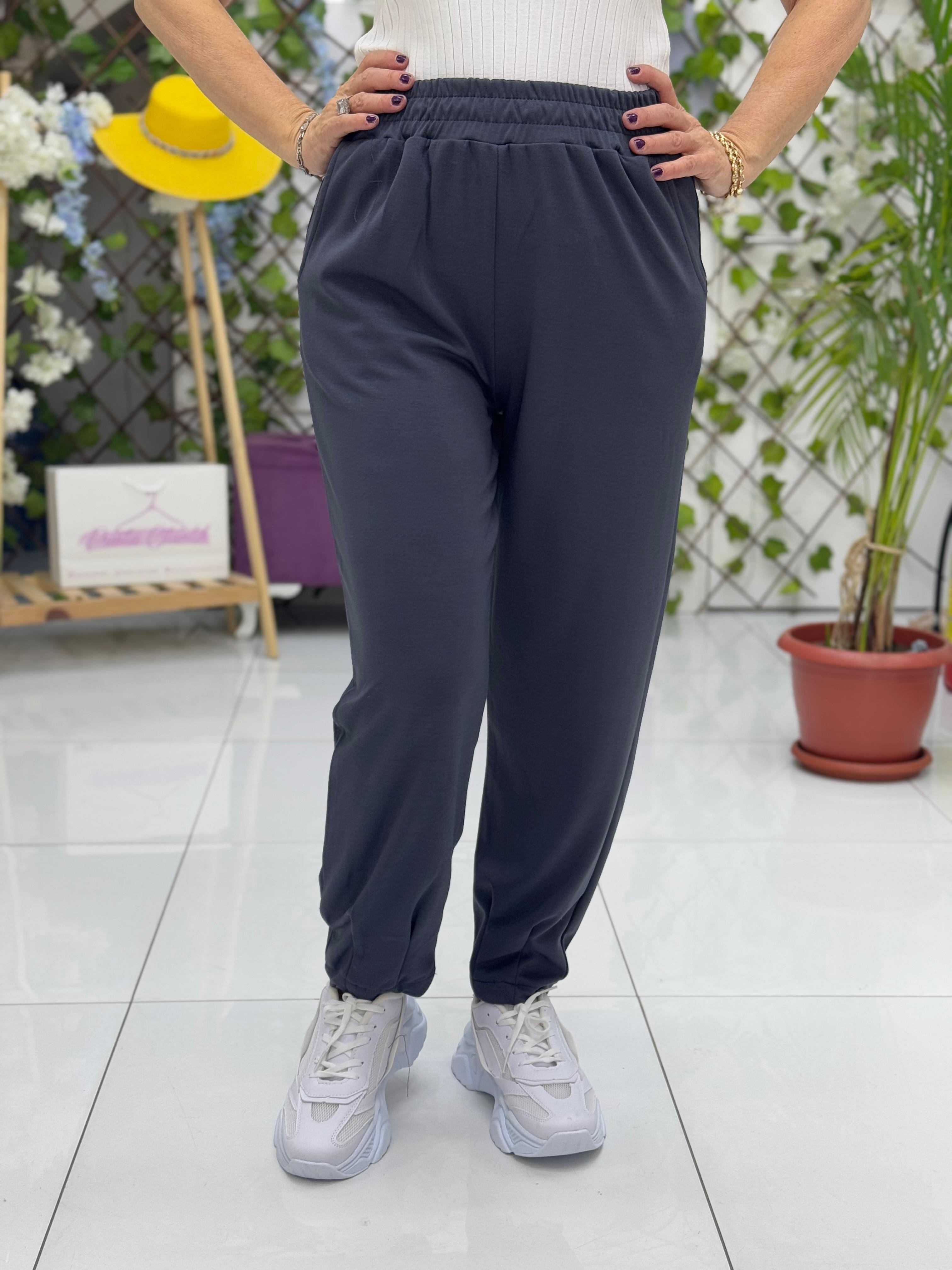 MS8123 Paça Pensli Penye Pantolon Füme
