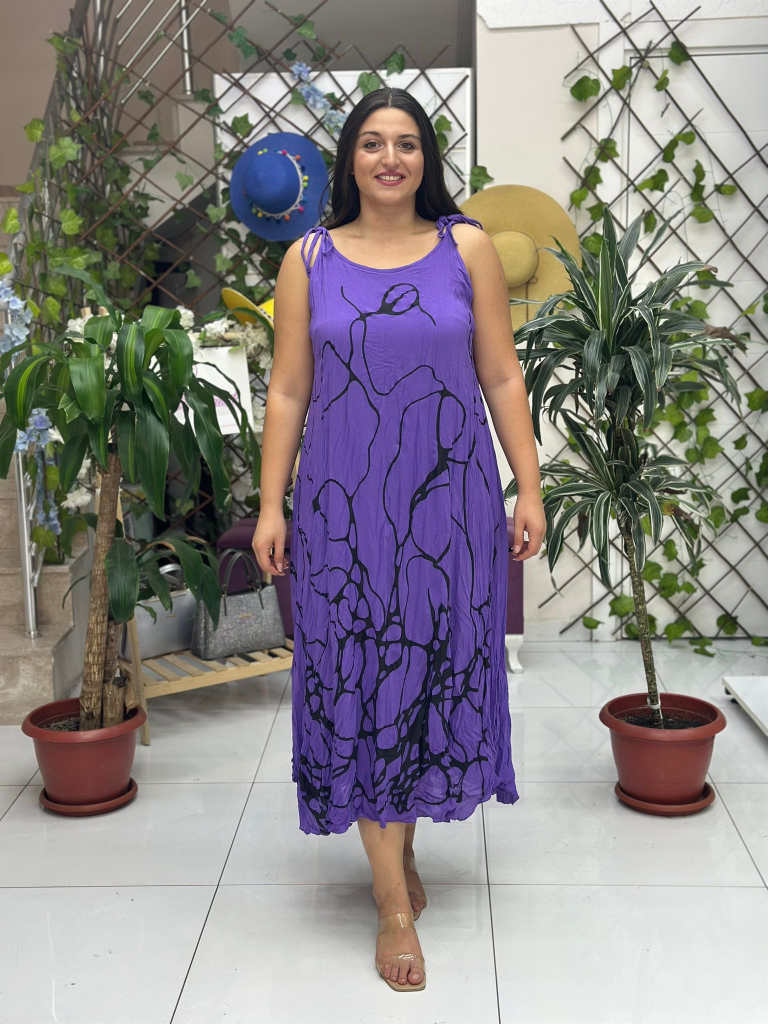 VL1245 Kolsuz Vual Elbise Mor