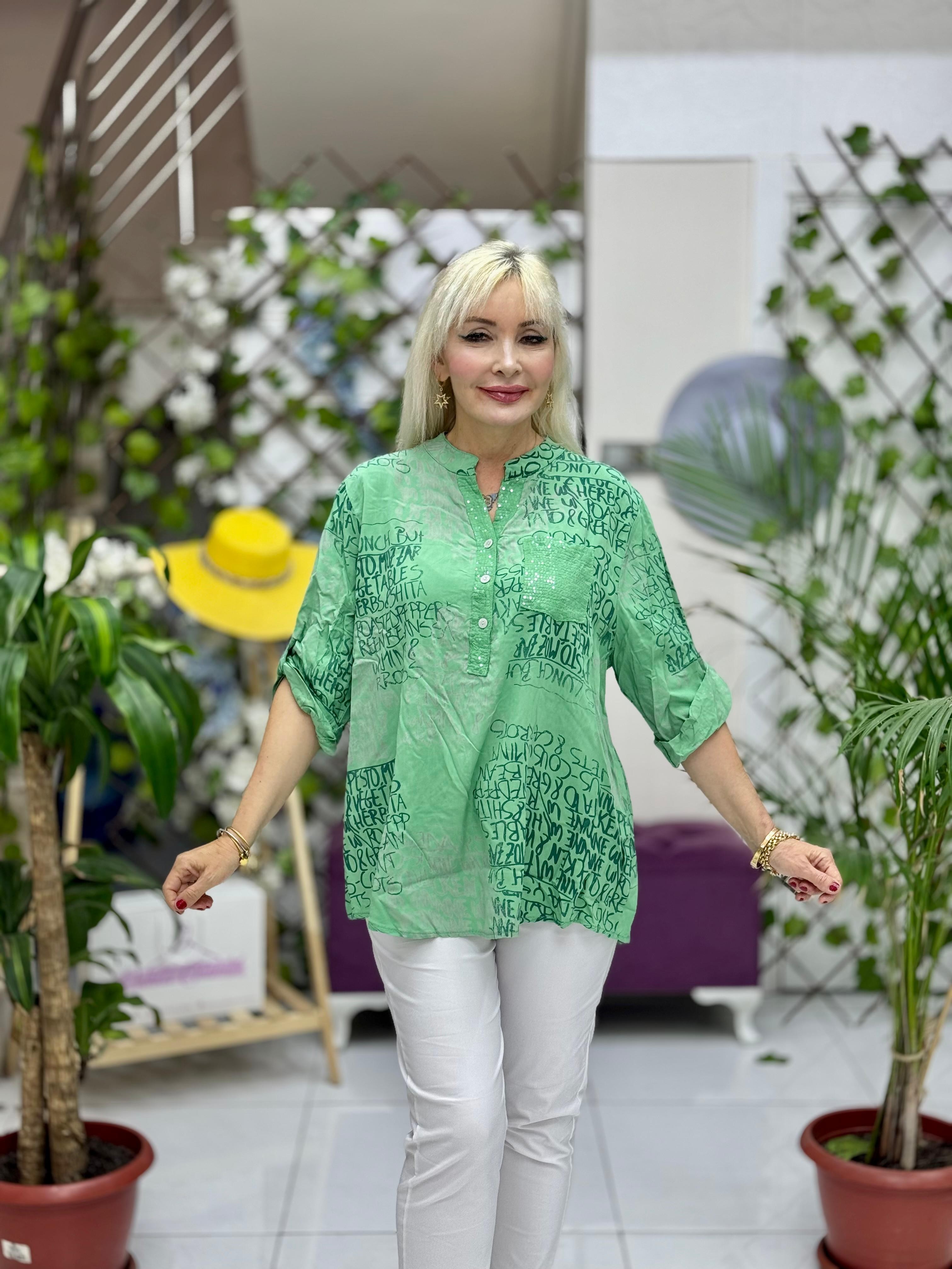 NC15410 İtalyan Coton Bluz Yeşil
