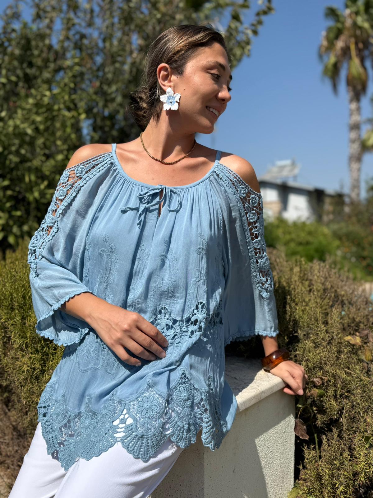 NC9740 İtalyan İpek Bluz Mavi