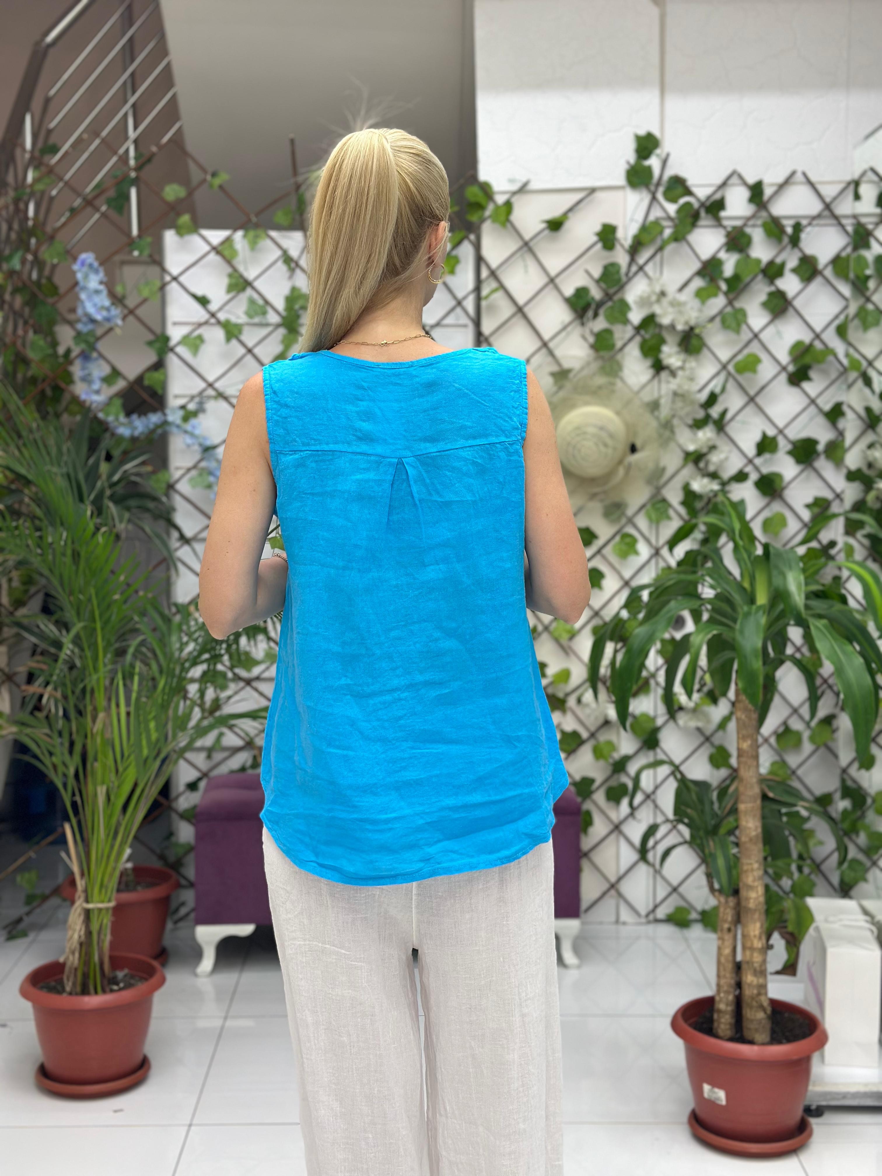 N23003 Blusa Lino Algodón Italiano Visón