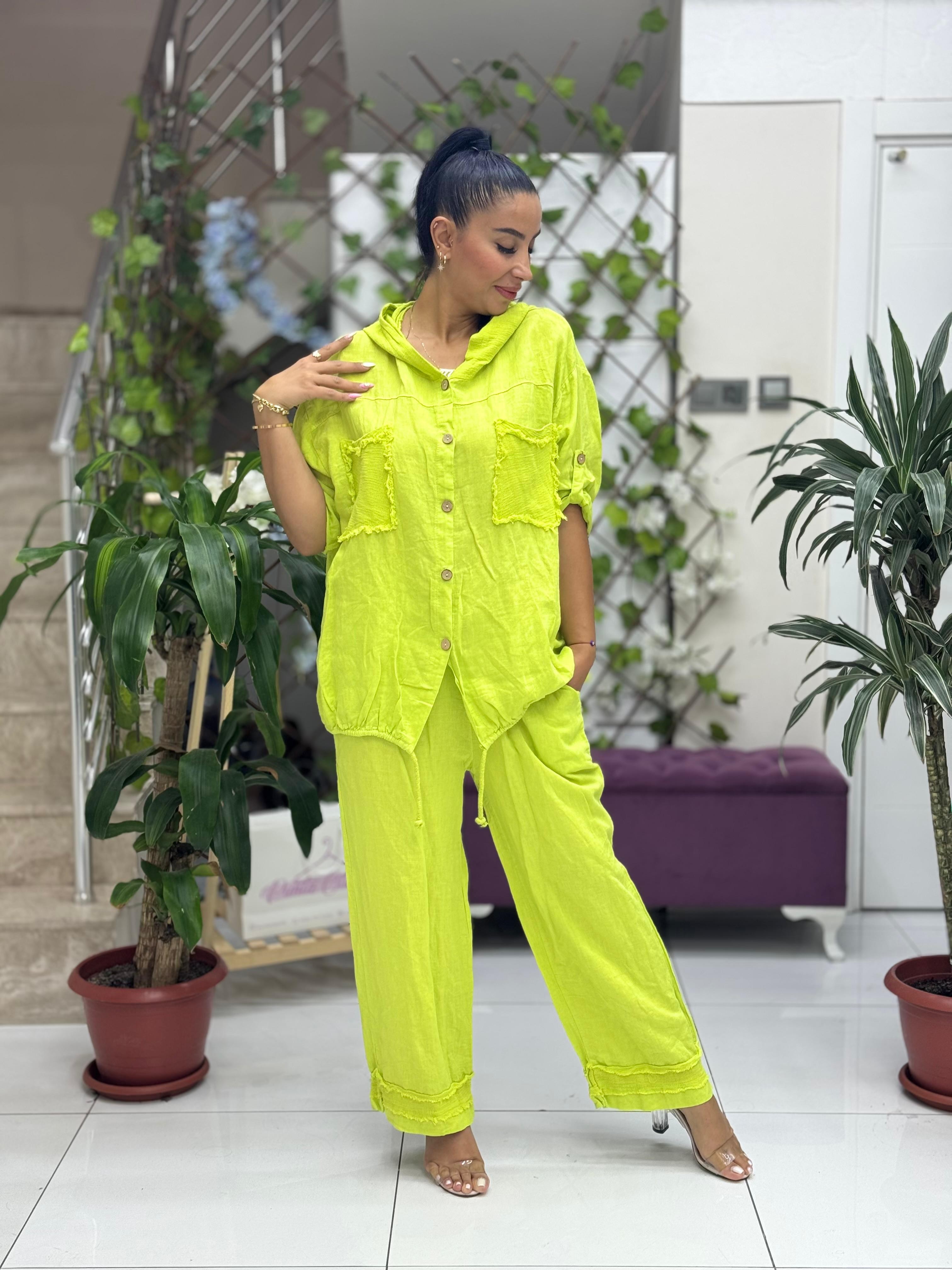 N10661 Traje Italiano Lino Ciruela