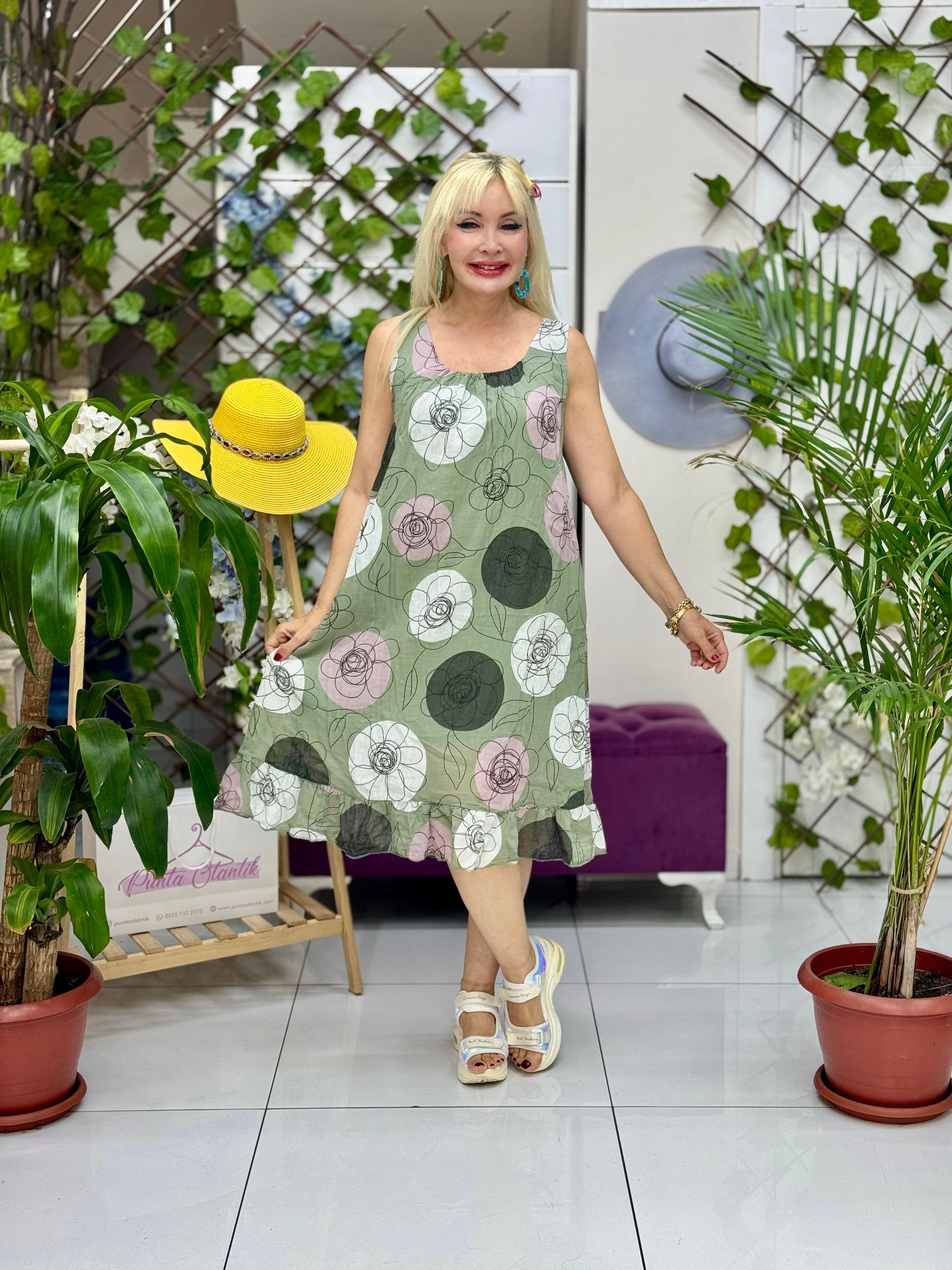 YG205010 İtalyan Coton Elbise Haki
