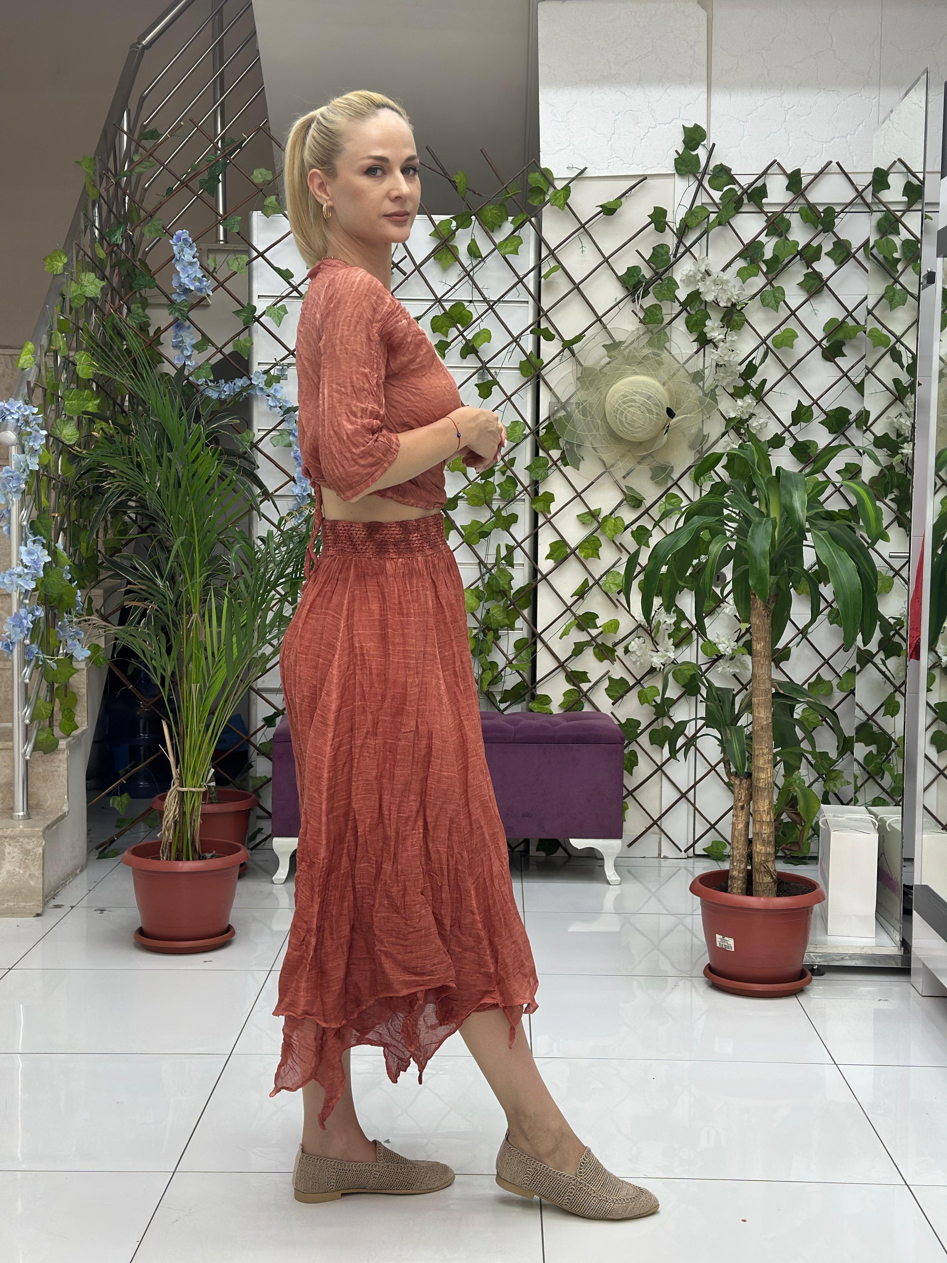 MR40309 Coton Etek Crop Takım Kiremit