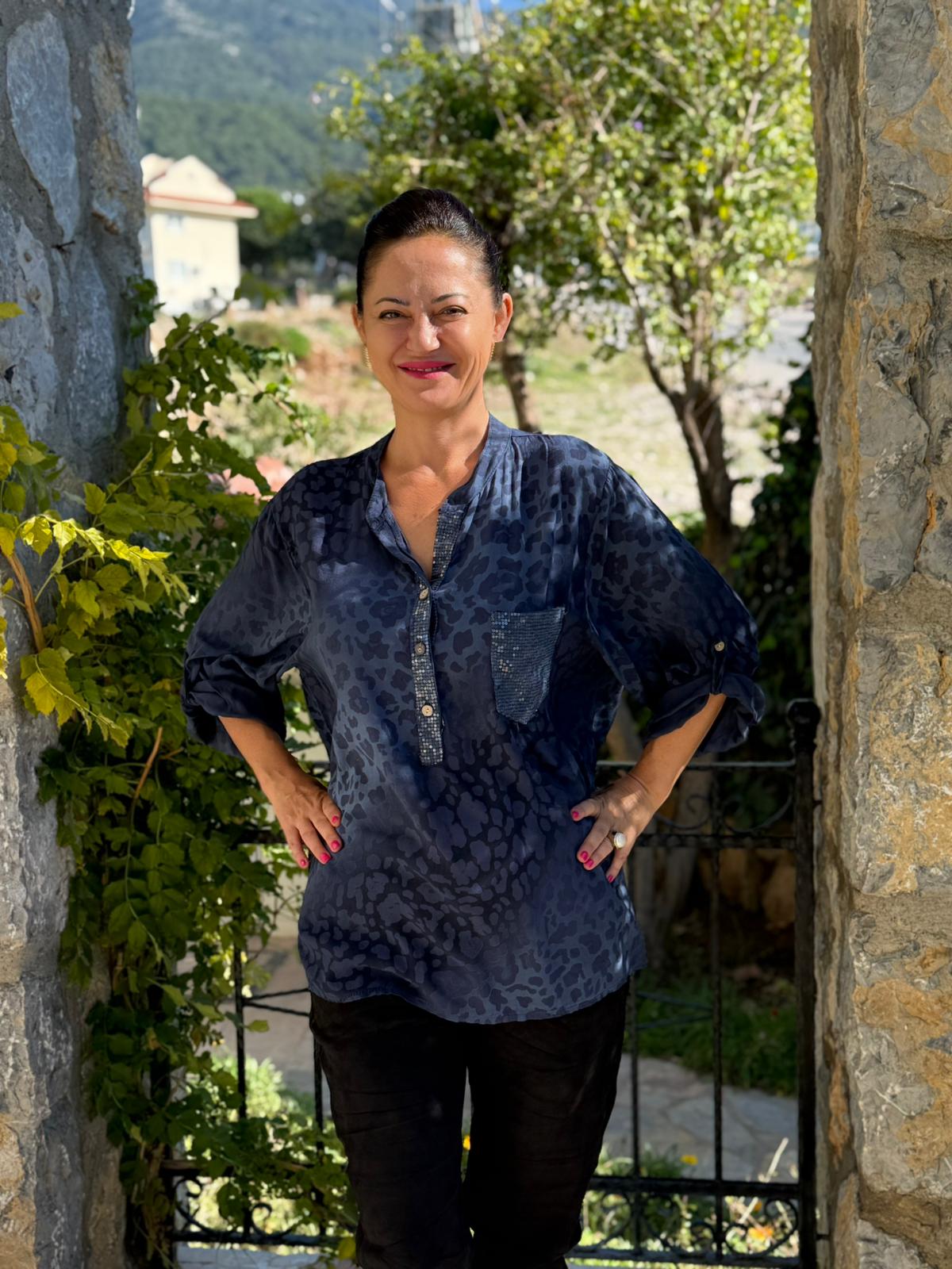 YG2095 İtalyan Coton Bluz Lacivert