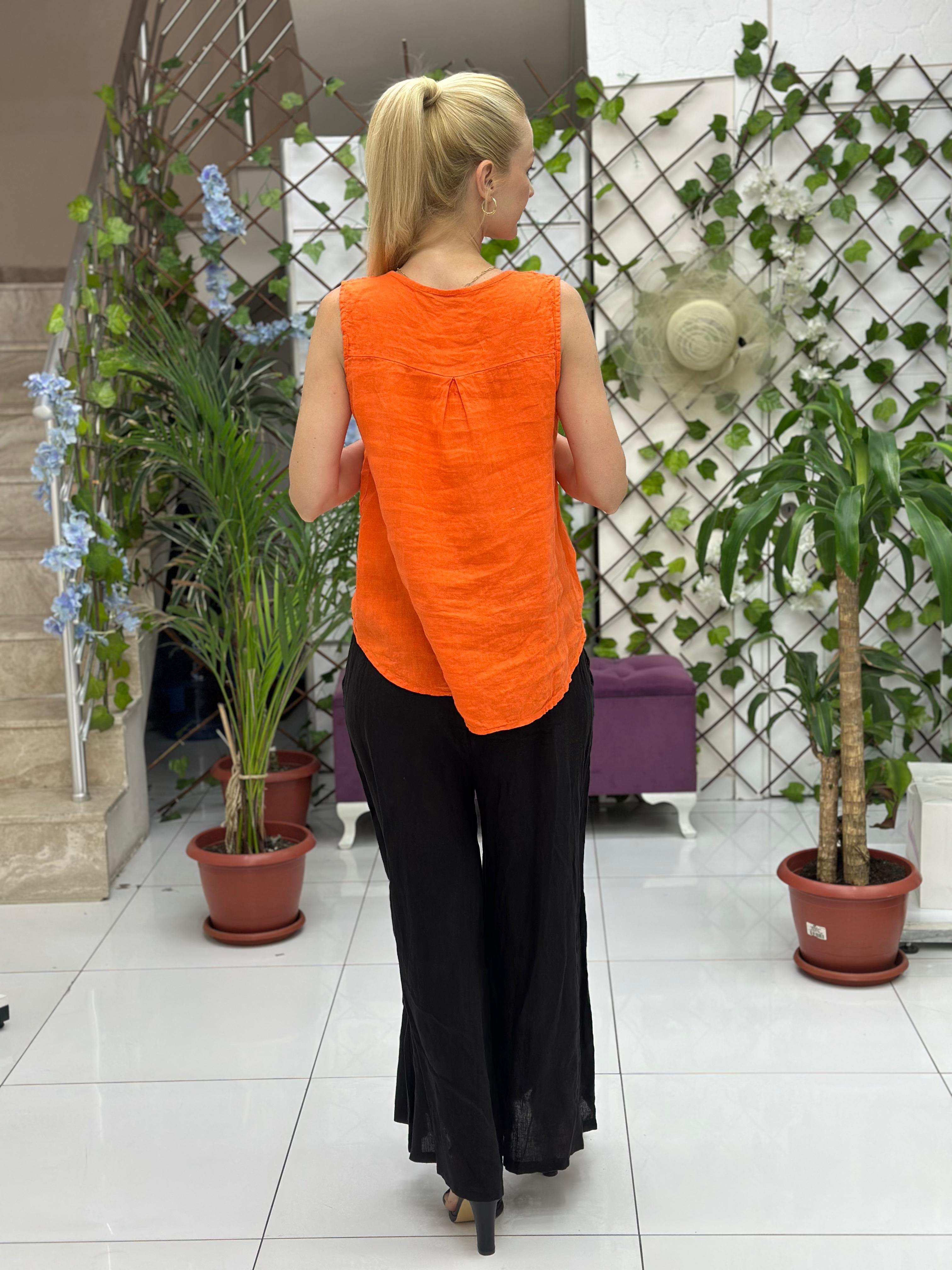 N23003 Blusa Lino Algodón Italiano Visón