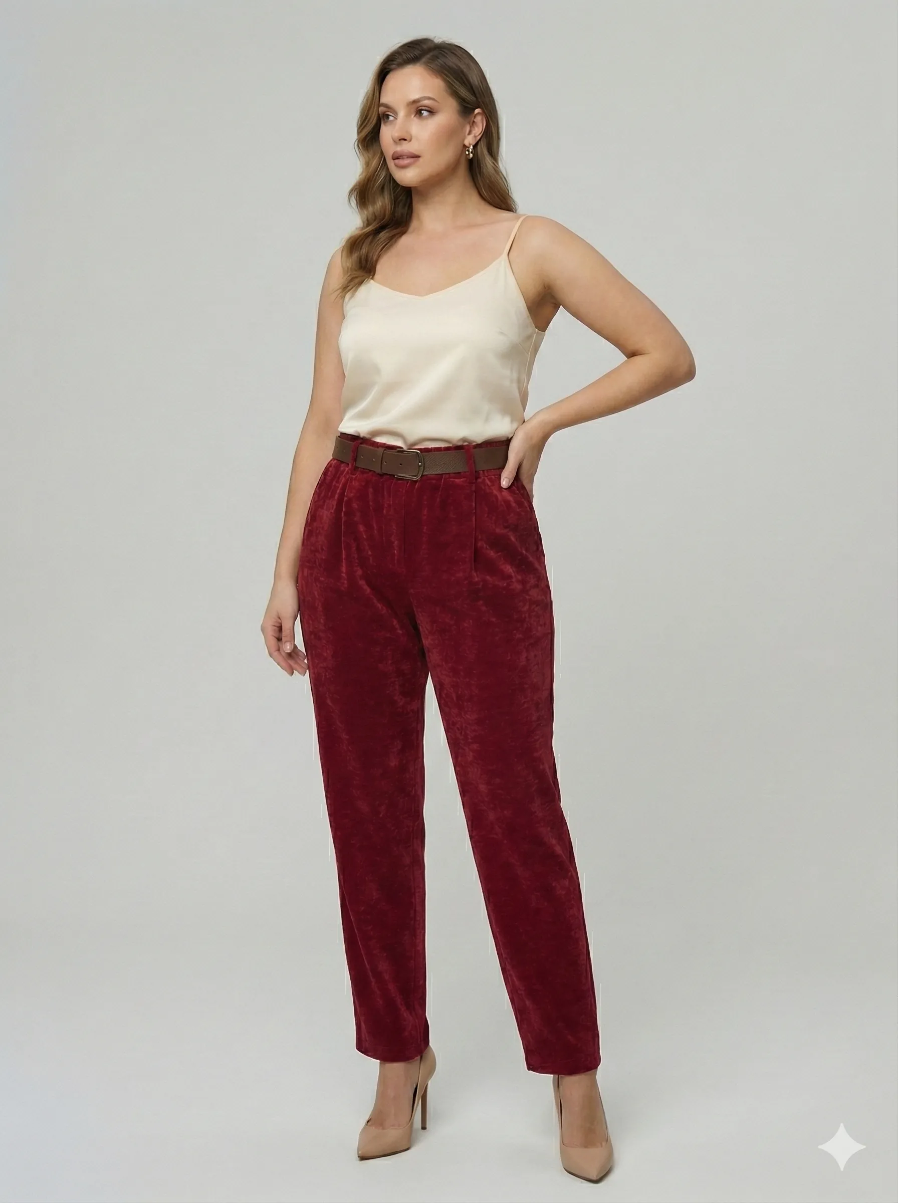 YG8605 İtalyan Kadife Pantolon Vişne