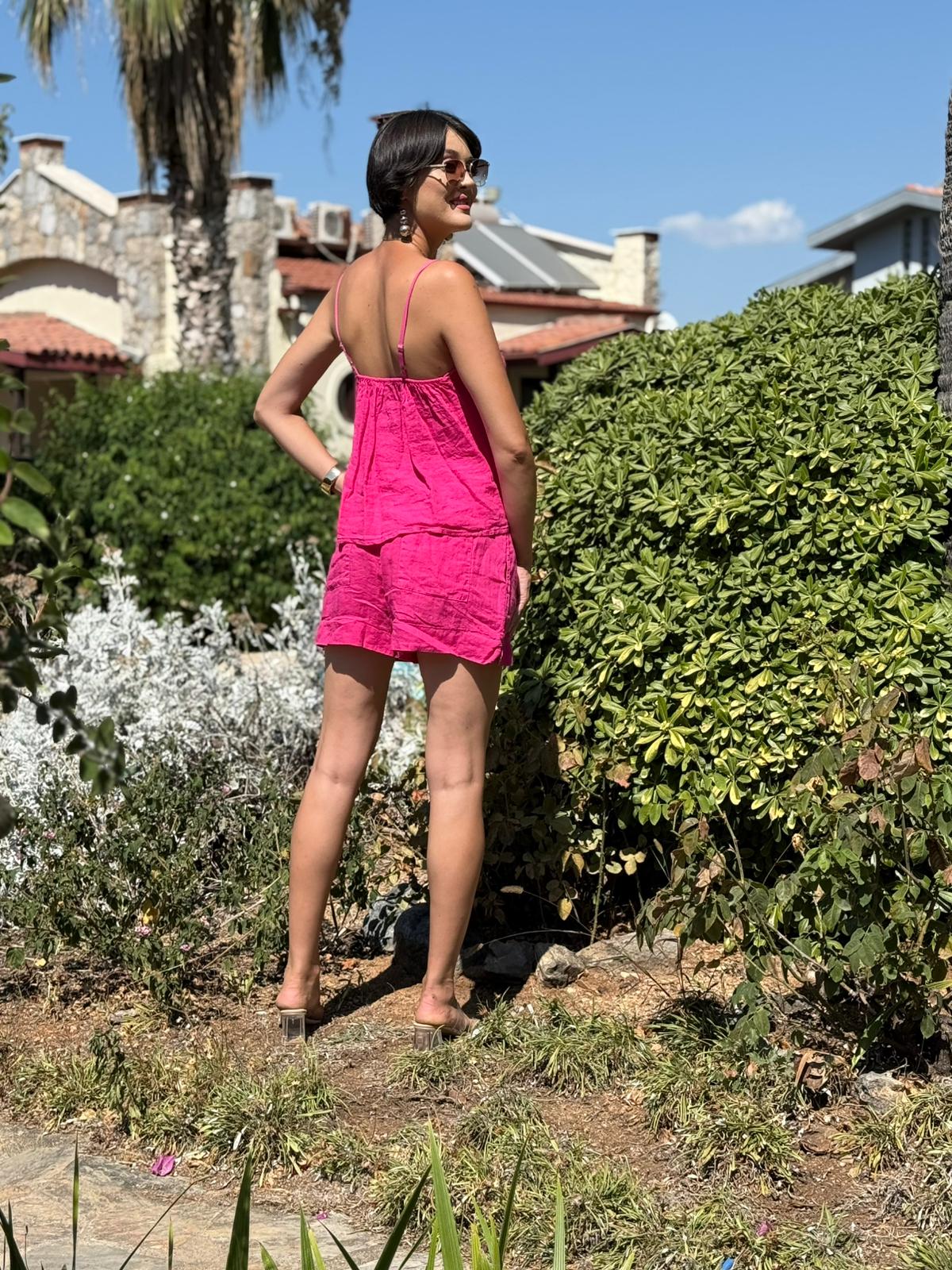 N10661 Traje Italiano Lino Ciruela