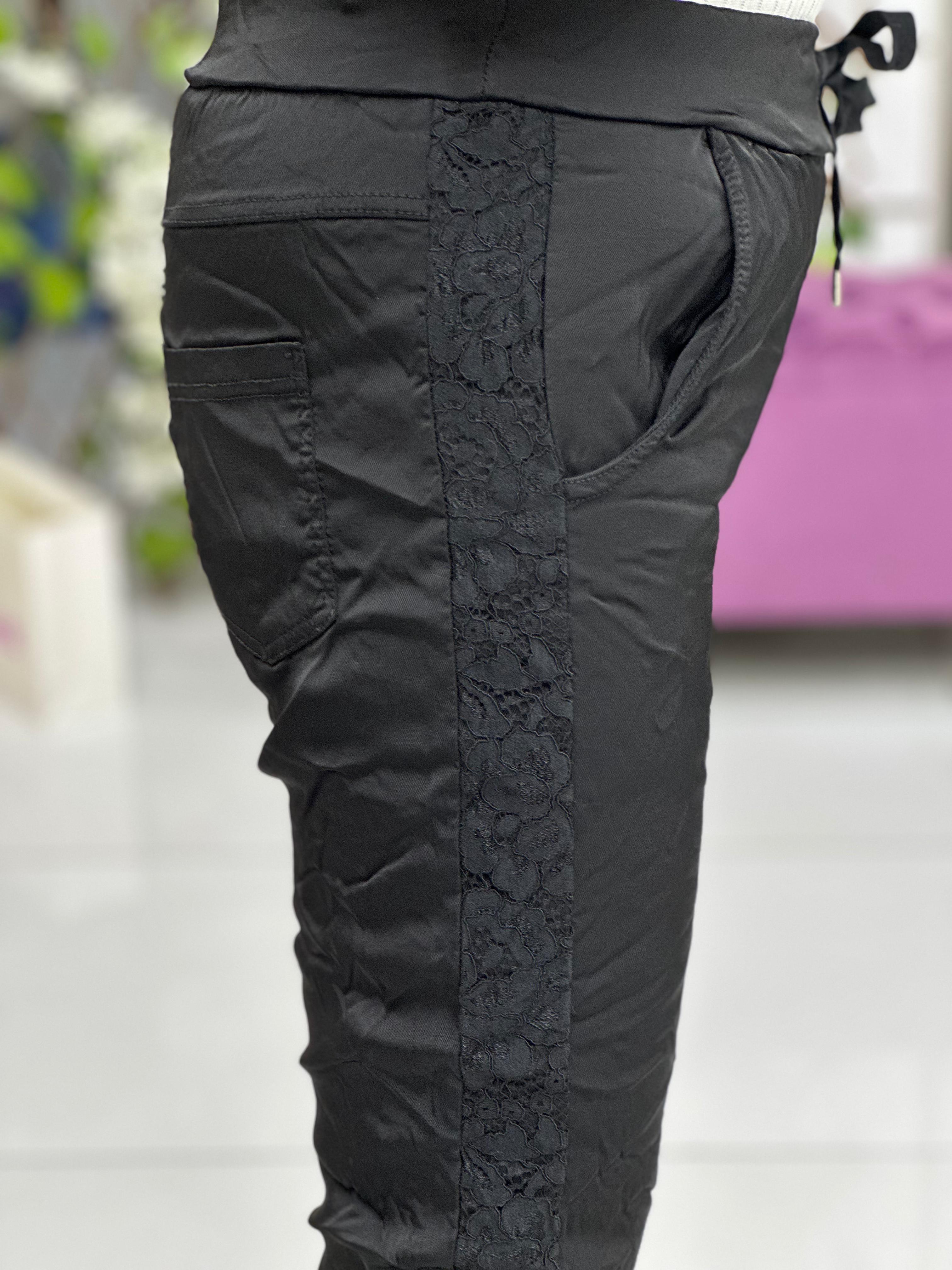 N6188 İtalyan Likralı Saten Pantolon Siyah