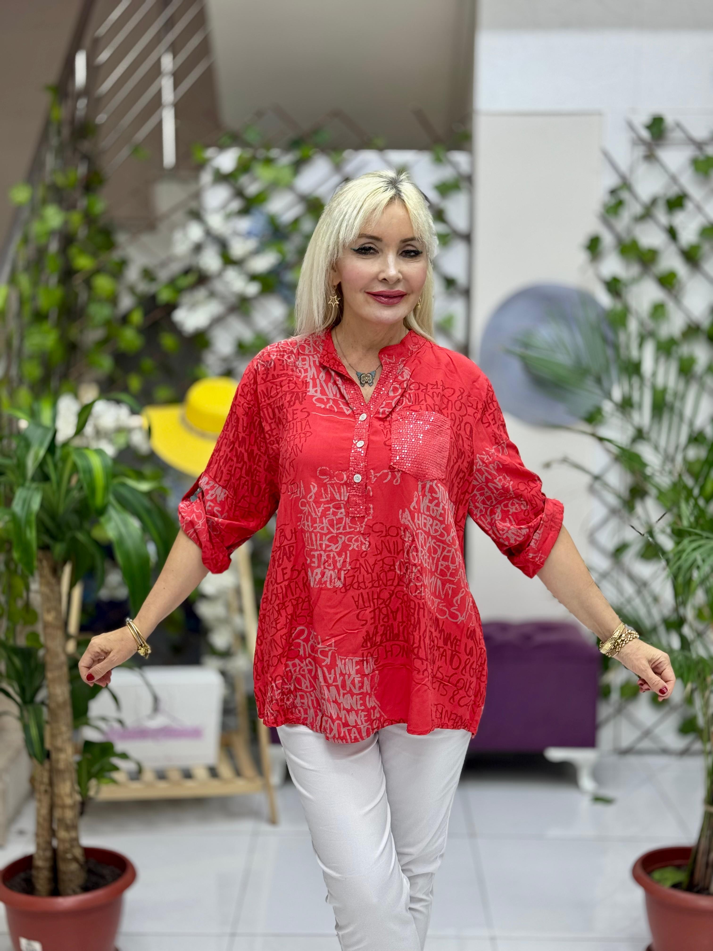 NC15410 İtalyan Coton Bluz Kırmızı