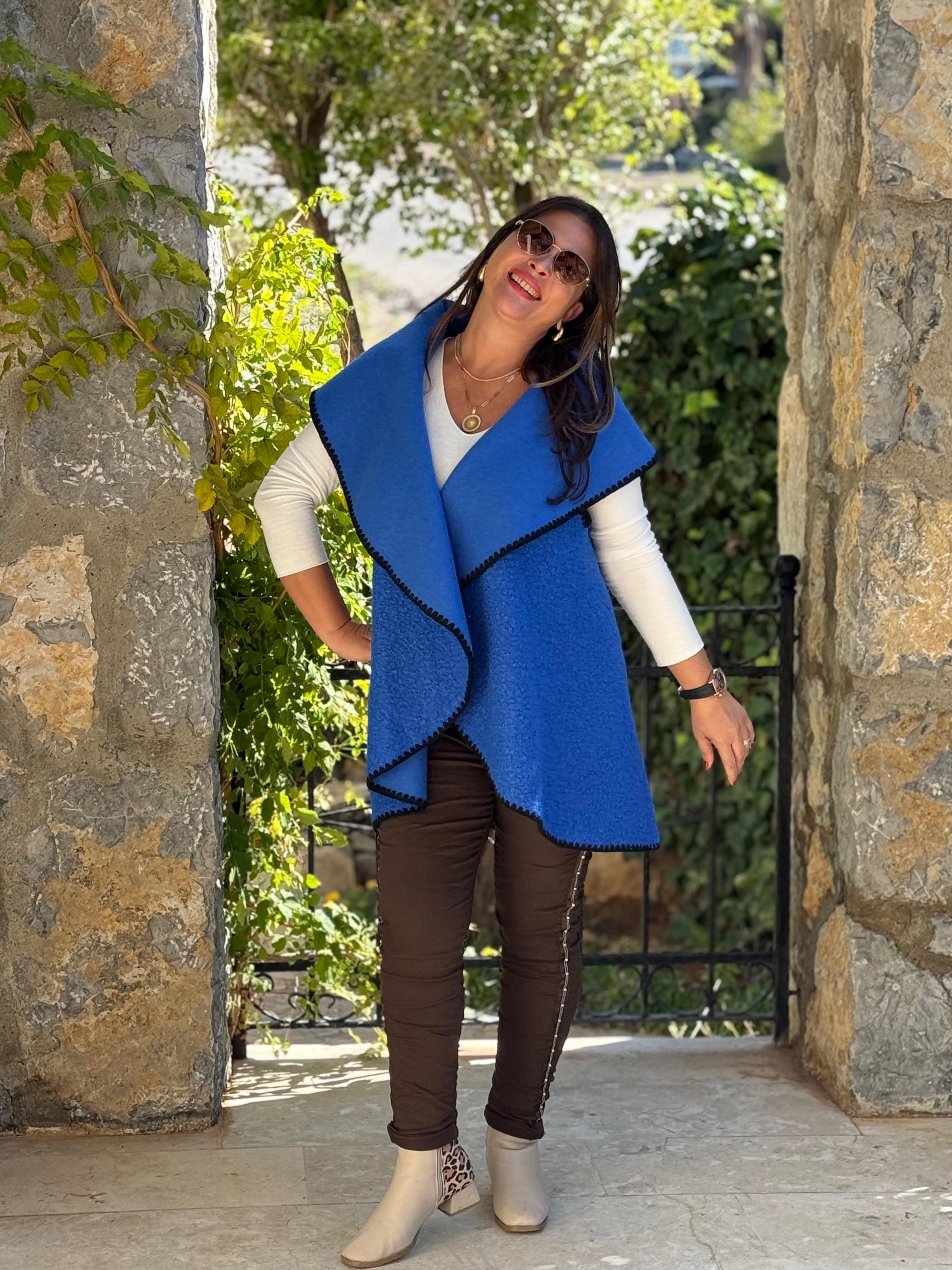 YG3698 Dökümlü İtalyan Buklet Yelek Saks