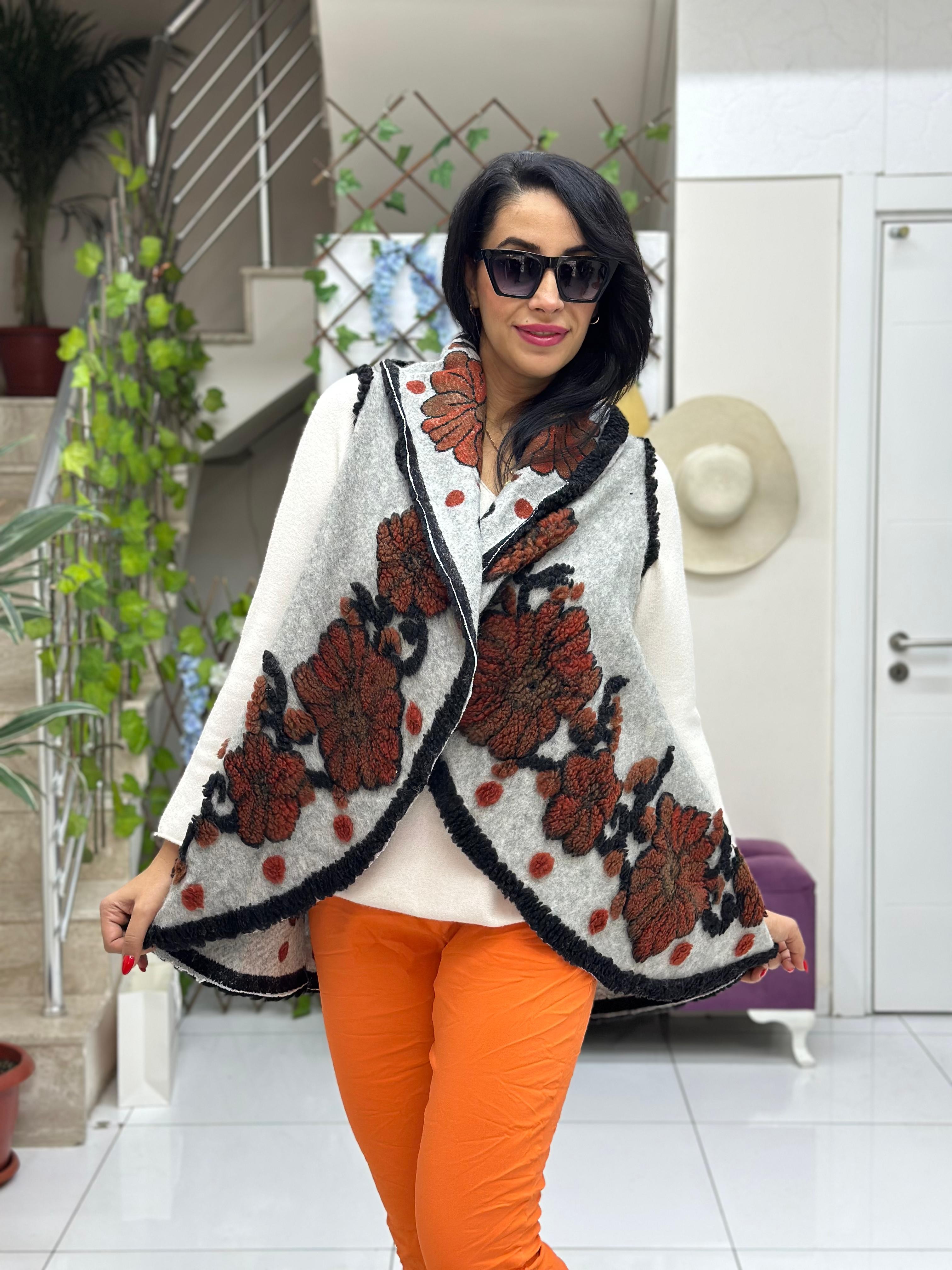 LS82431 İtalyan Keçe Yelek Gri