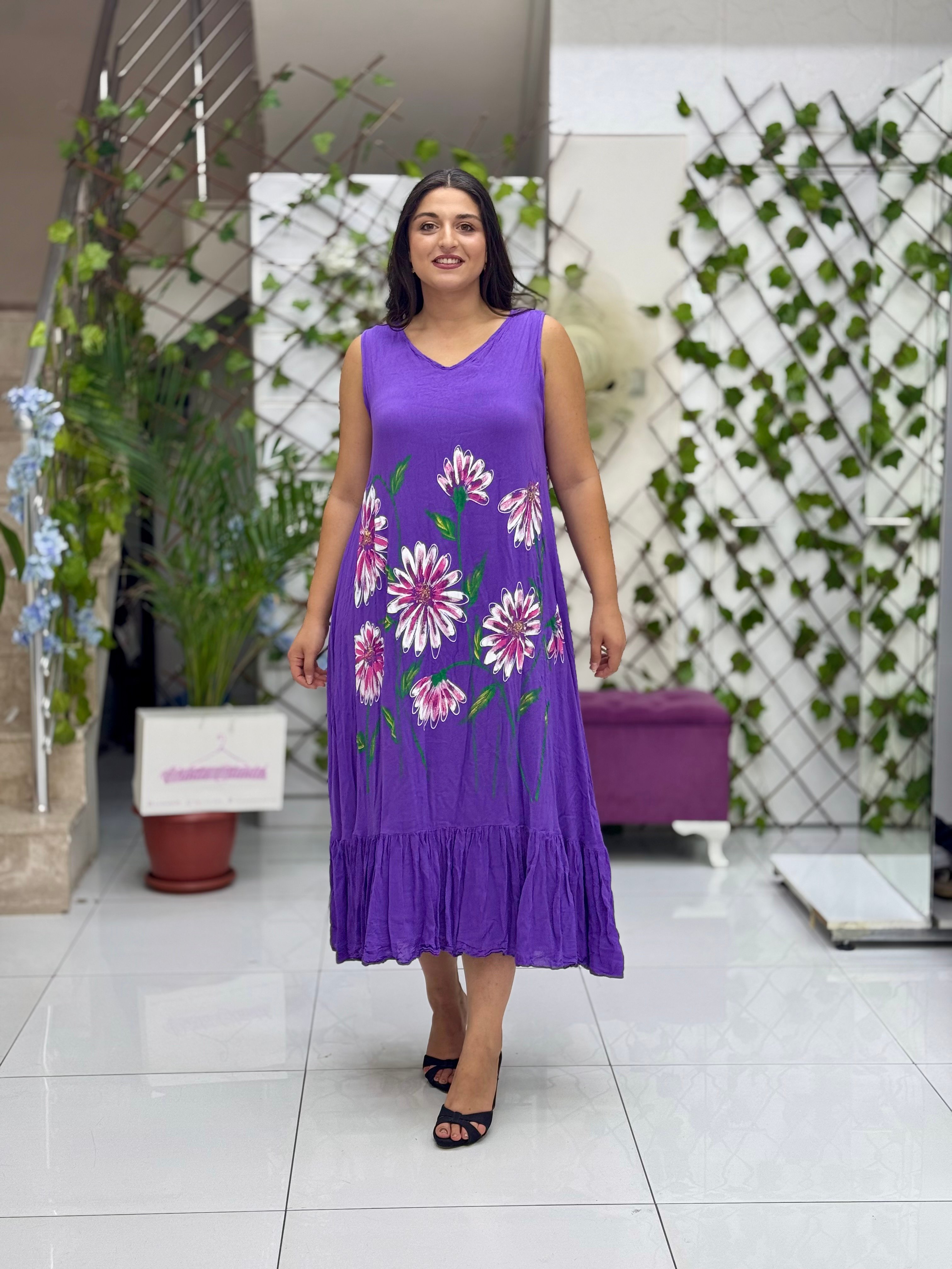 M1208 Vestido Voile Detalle Cuello Turquesa